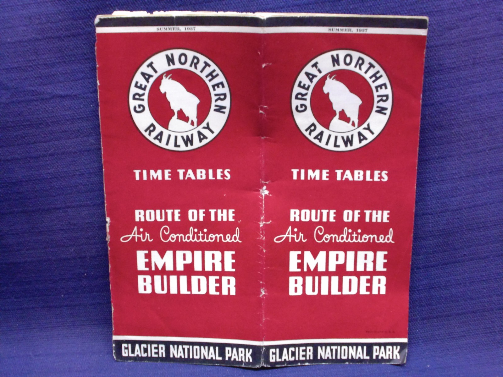 Vintage 1937 Great Northern Railway Timetable Empire Builder Glacier Park  Map