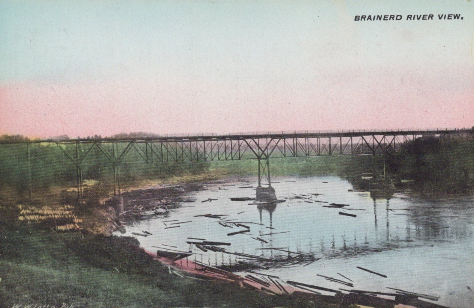 POSTCARD MINNESOTA BRAINERD RIVER VIEW