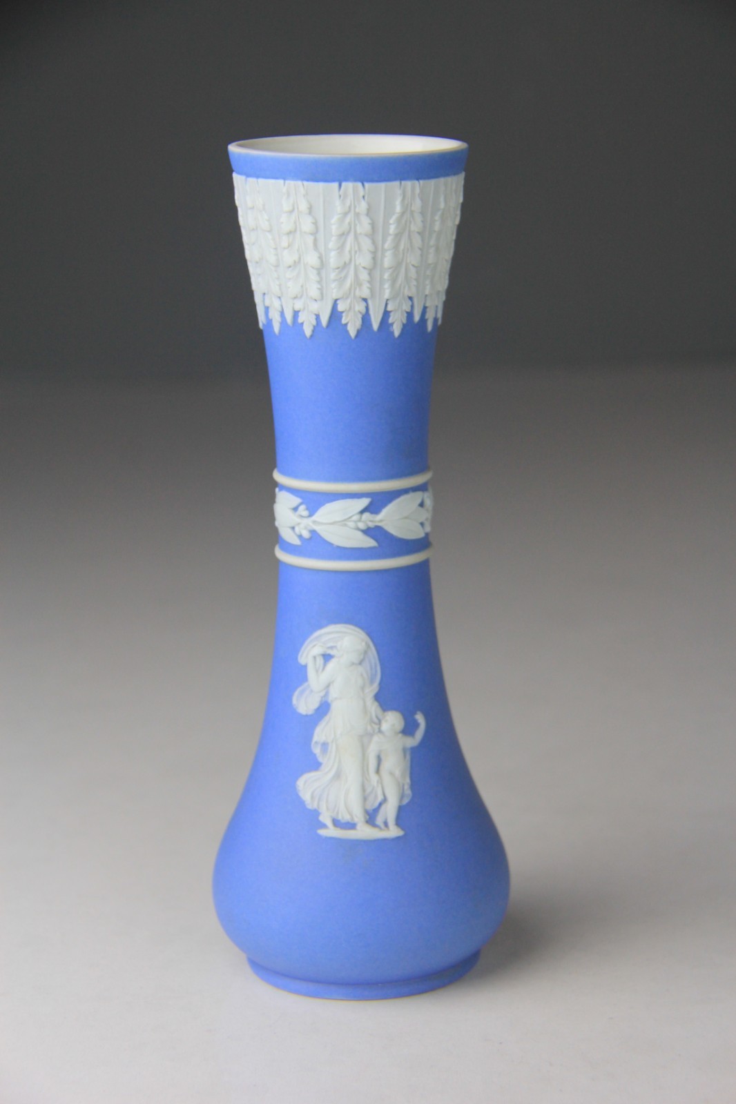 Antique Wedgwood Blue Jasperware Dip Vase 8\ Antique Wedgwood Blue Jasperware Dip Vase 8\