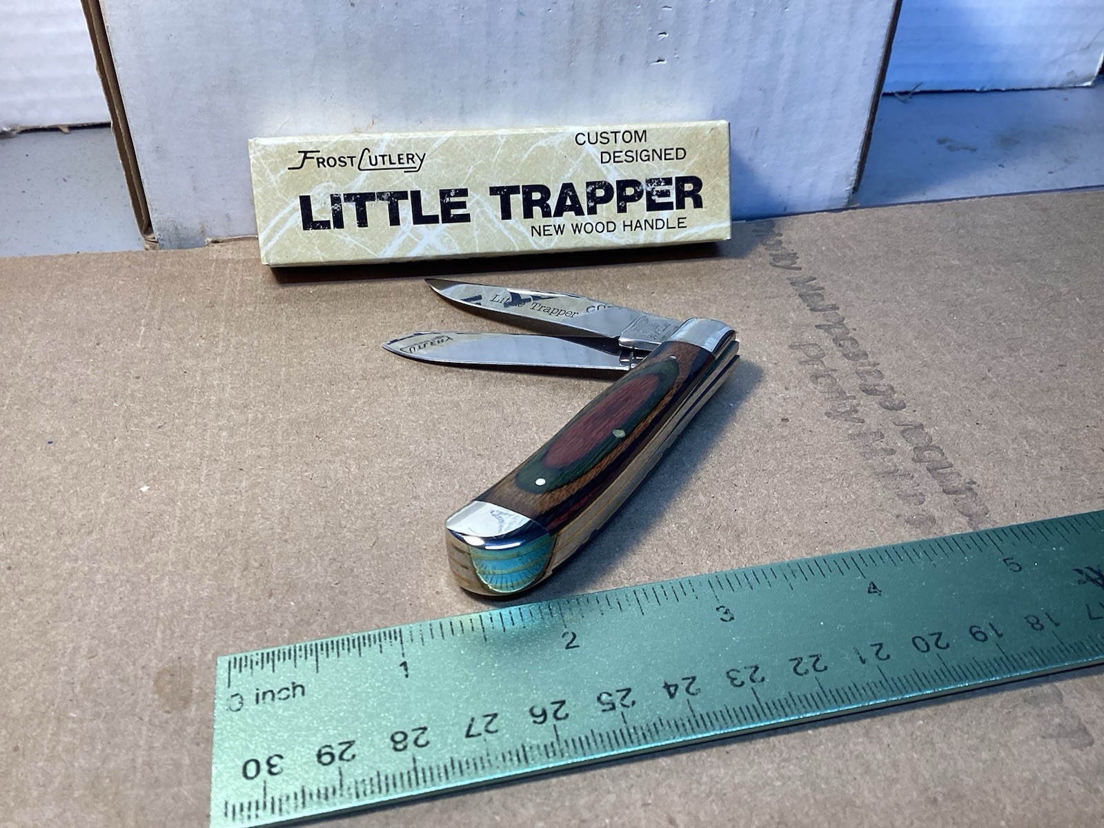 Vintage Frost Japan 35B Little Trapper Pocketknife Wood Handle. Unused In Box