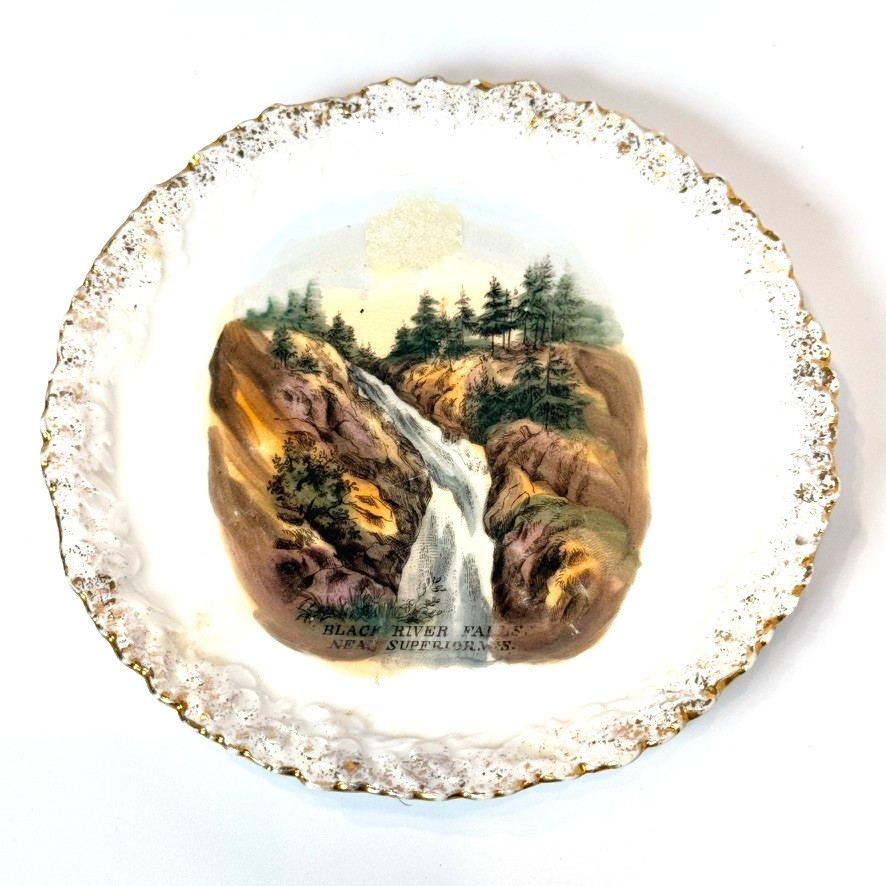 SUPERIOR Black River WI WISCONSIN Antique Souvenir China TRINKET DISH PLATE SUPERIOR Black River WI WISCONSIN Antique Souvenir China TRINKET DISH PLATE