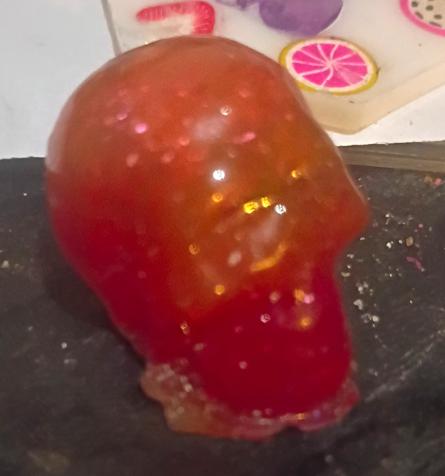 Red Glitter Skull Figurine Decorative Skull Figurine