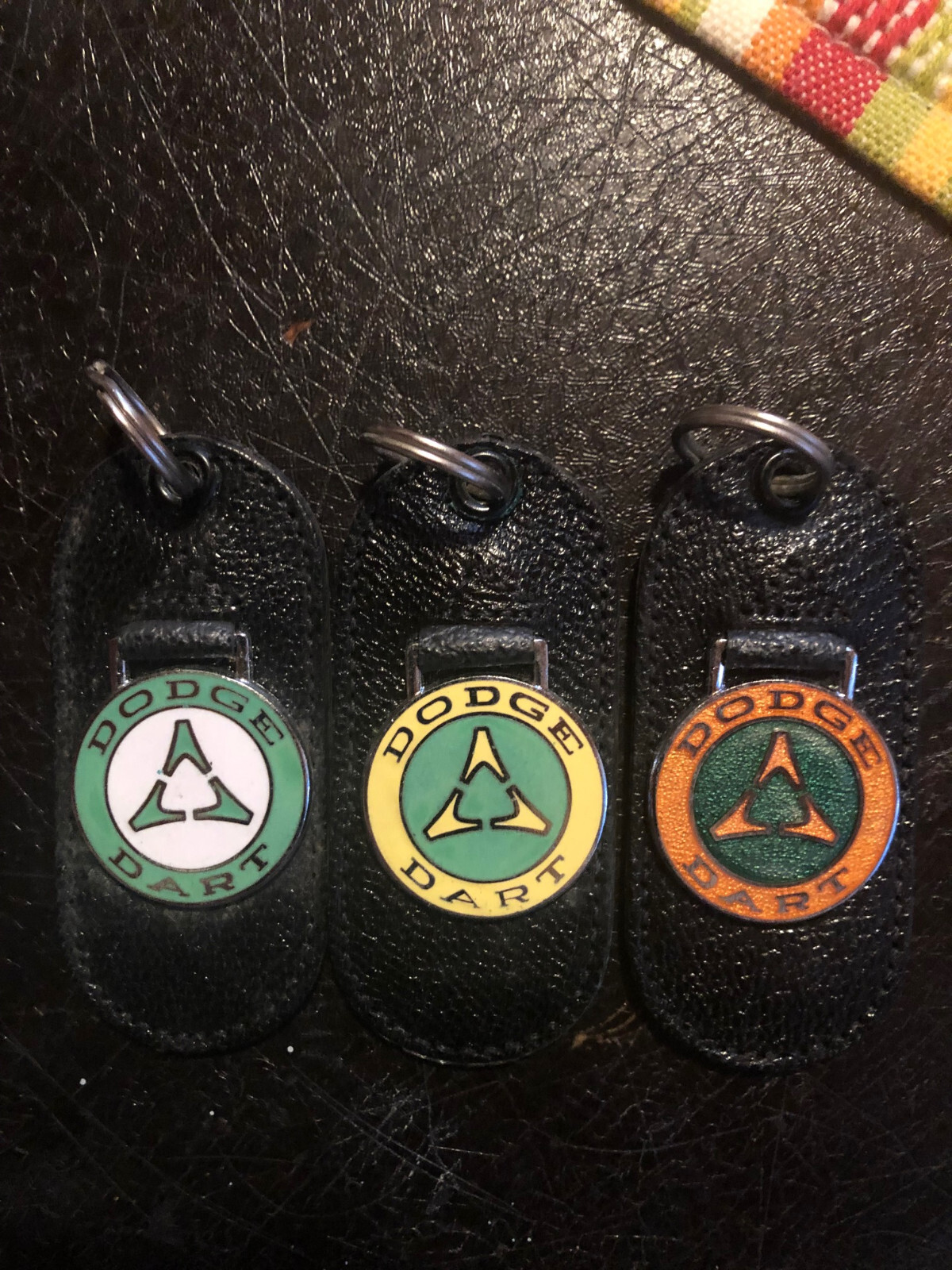 Vintage Leather Car Key Chain Vintage Dodge Dart One Lot of THREE NOS