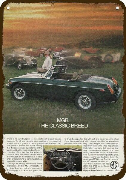 1980 MGB MG Convertible Car Vintage-Look-Edge DECORATIVE REPLICA METAL SIGN