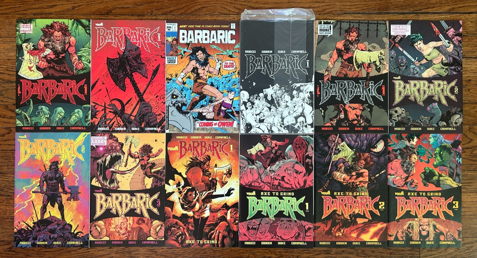 BARBARIC 1 2 3 VARIANT LOT Axe To Grind Vault Comics Conan Undressed Tim Seeley