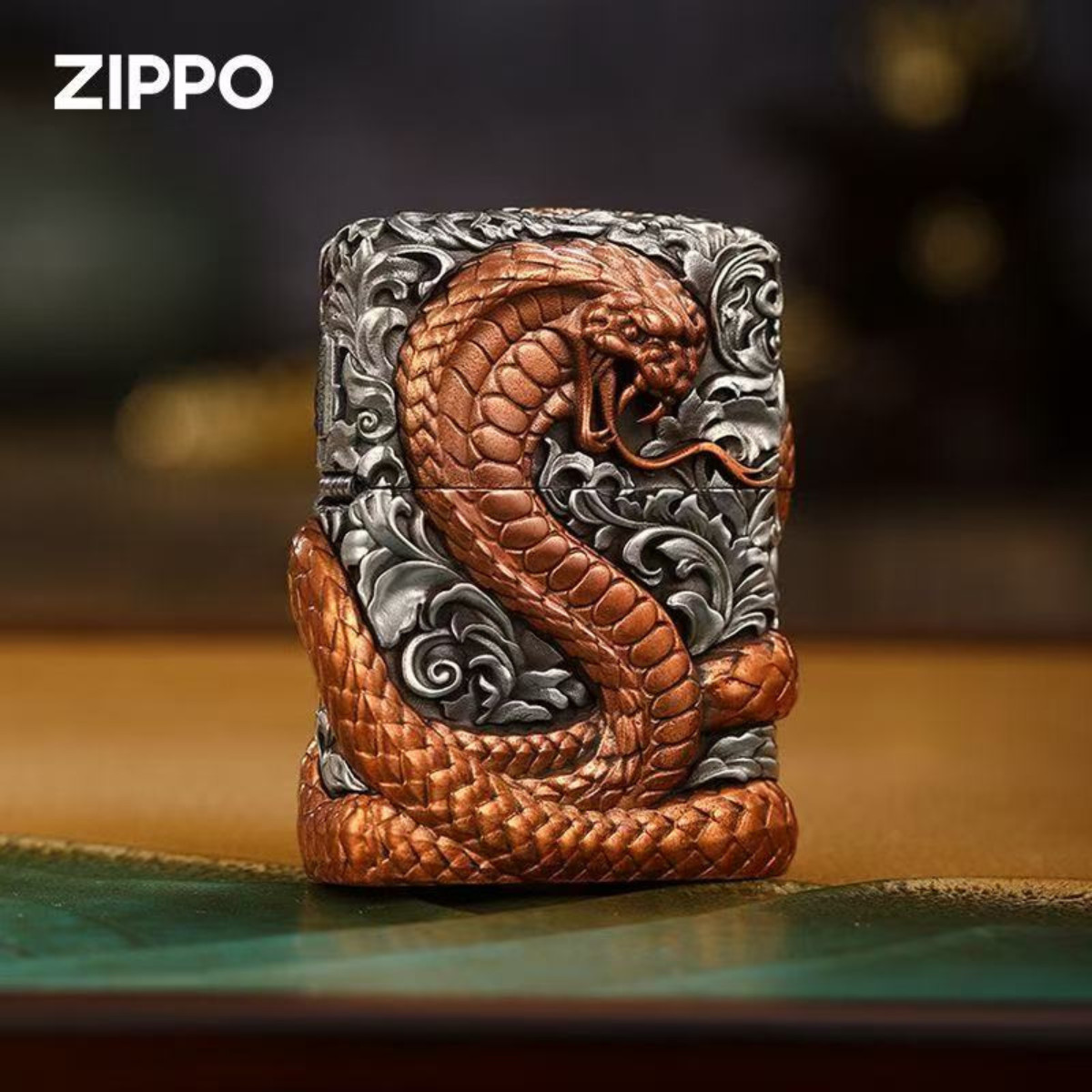 Zippo Lighter Heavy Armor 3D Snake Ancient Silver Engraved New Zippo Lighter Heavy Armor 3D Snake Ancient Silver Engraved New