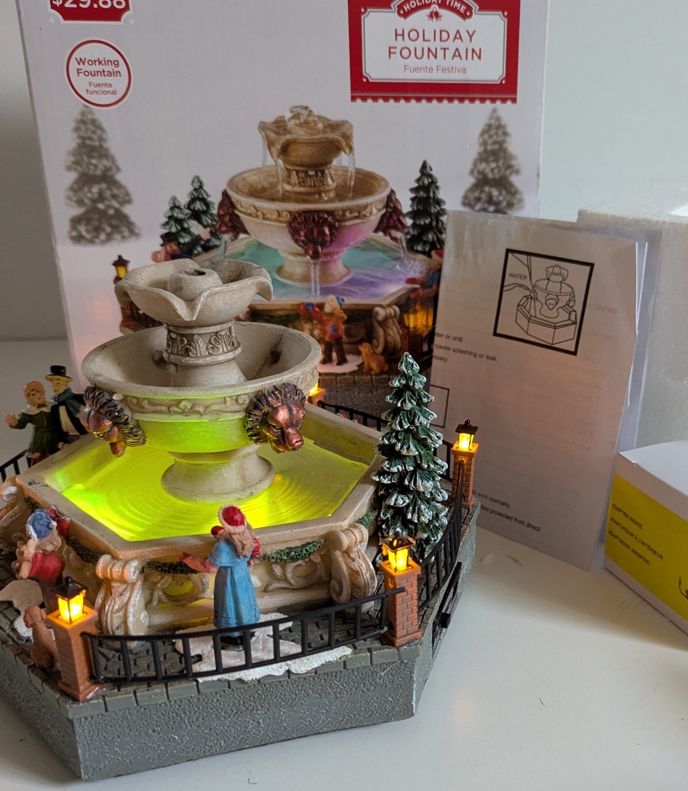 Holiday Time Real Water Fountain LED Light Up Walmart
