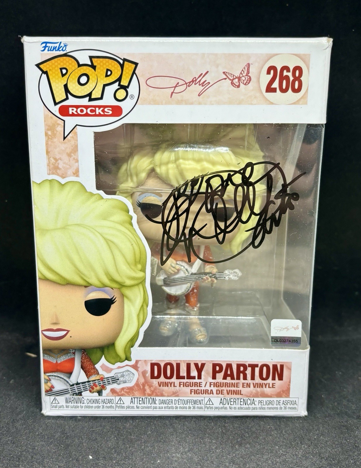 DOLLY PARTON SIGNED FUNKO #268 AMERICAN SINGER ACTRESS AUTHENTIC AUTOGRAPH