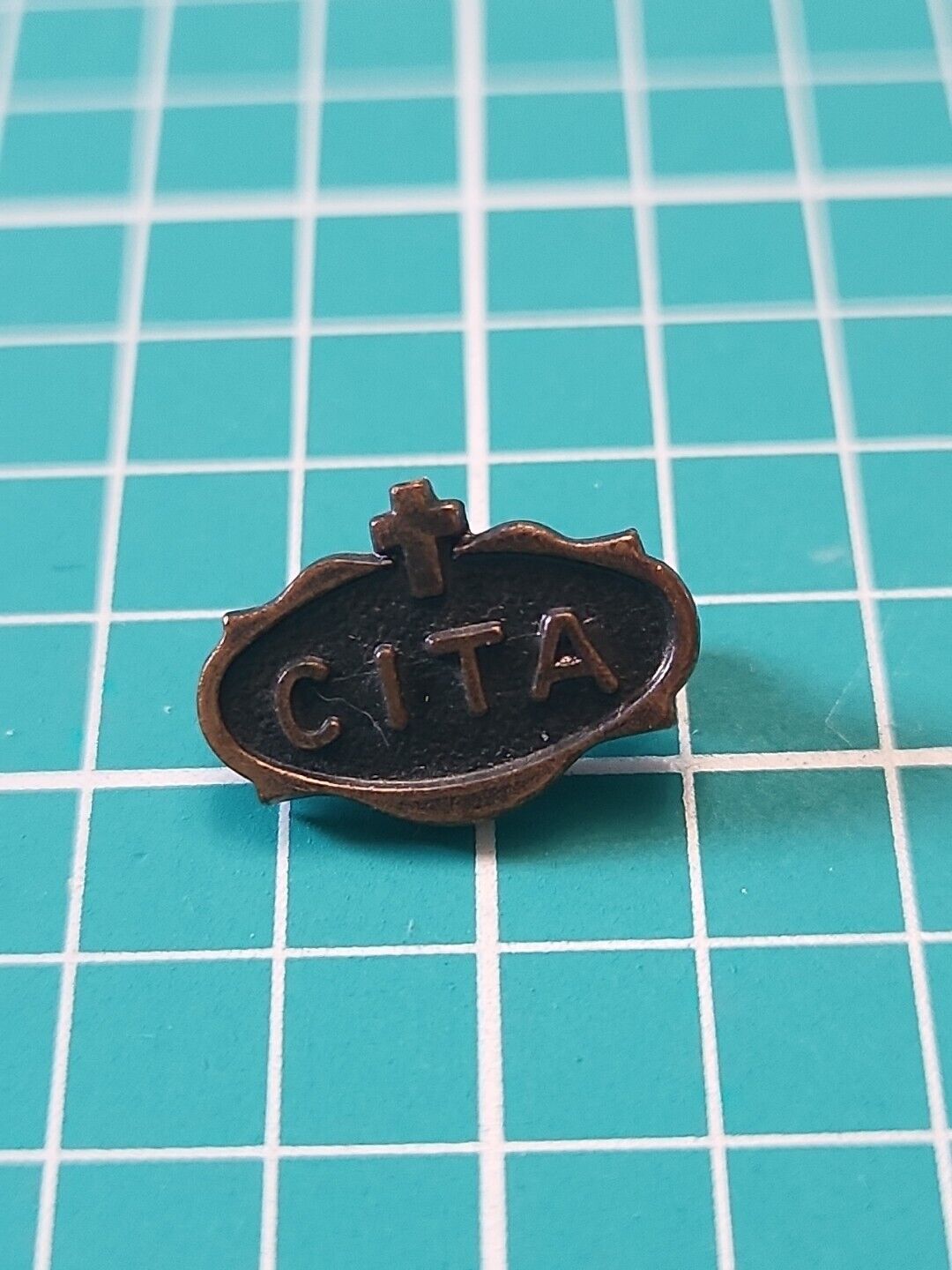 Vtg CITA Religious Gold Tone Lapel Pin