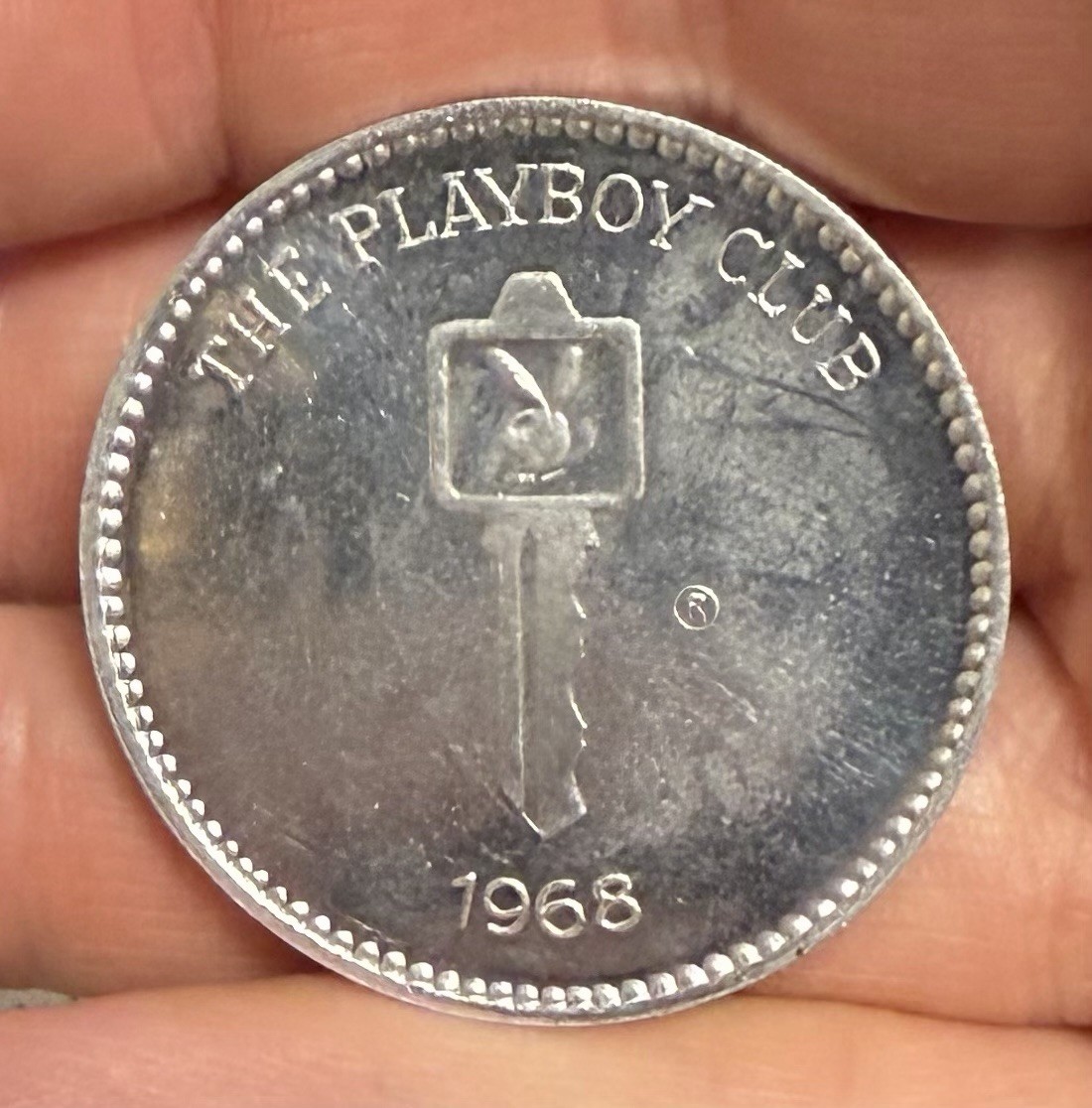1968 The Playboy Club New Orleans Mardi Gras 39mm Aluminum Doubloon Coin