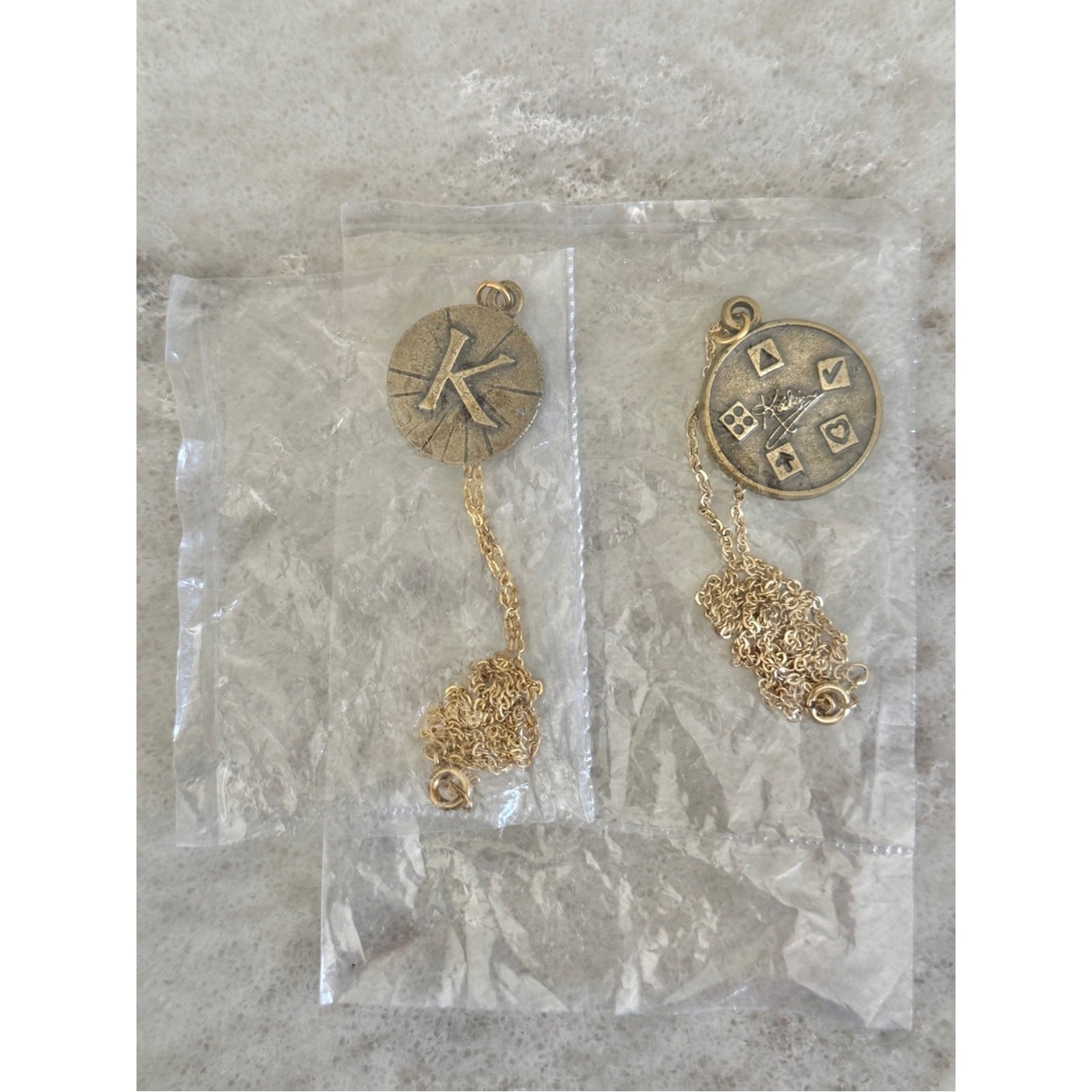Vintage 1970s Amazing Kreskin Pendant Necklace Lot 2 NOS Clover Signature