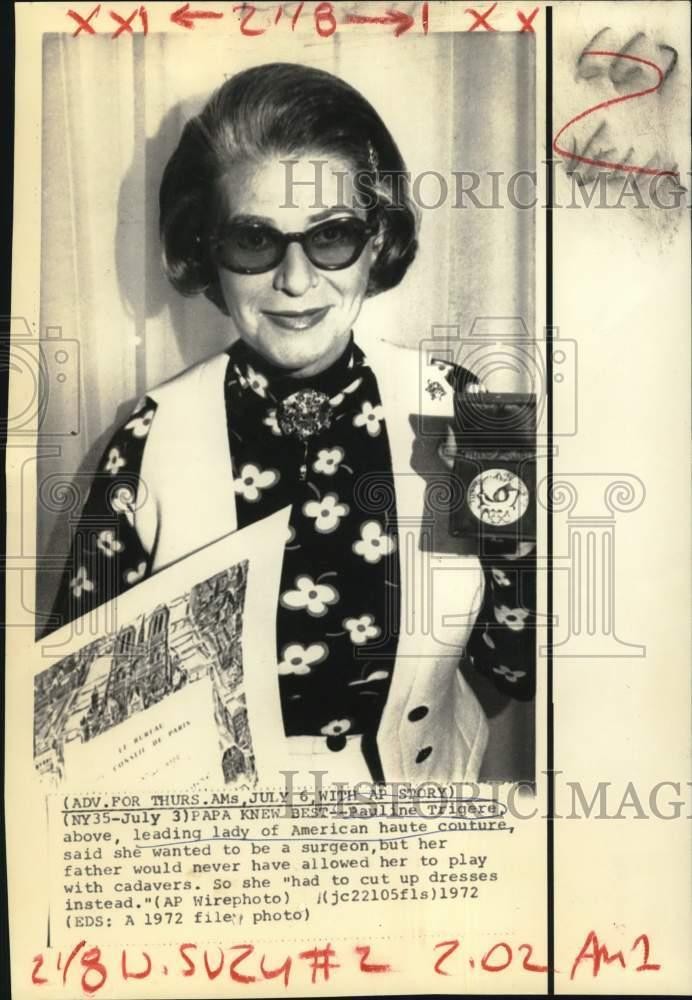 1972 Press Photo Fashion Designer Pauline Trigere - now58073