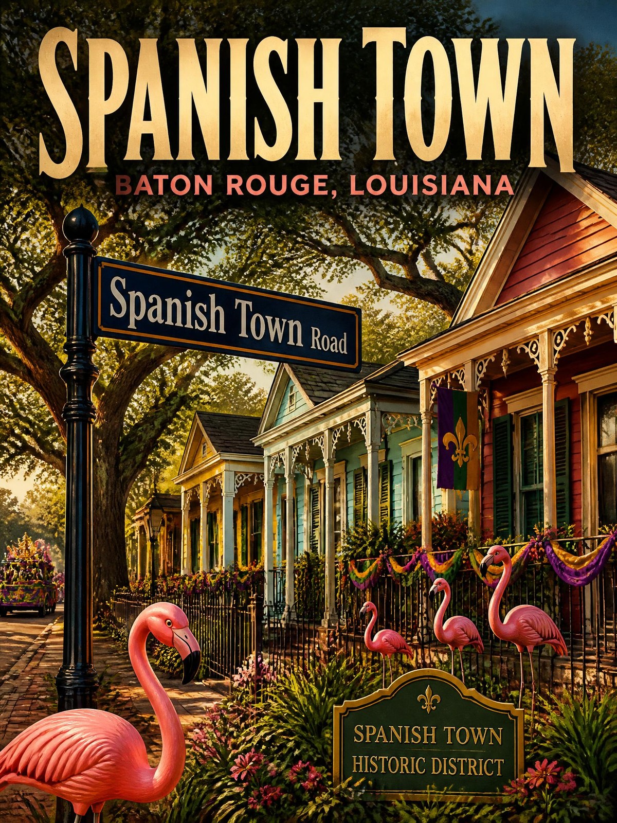Baton Rouge Spanish Town Poster Wall Art Print Ultra-HD