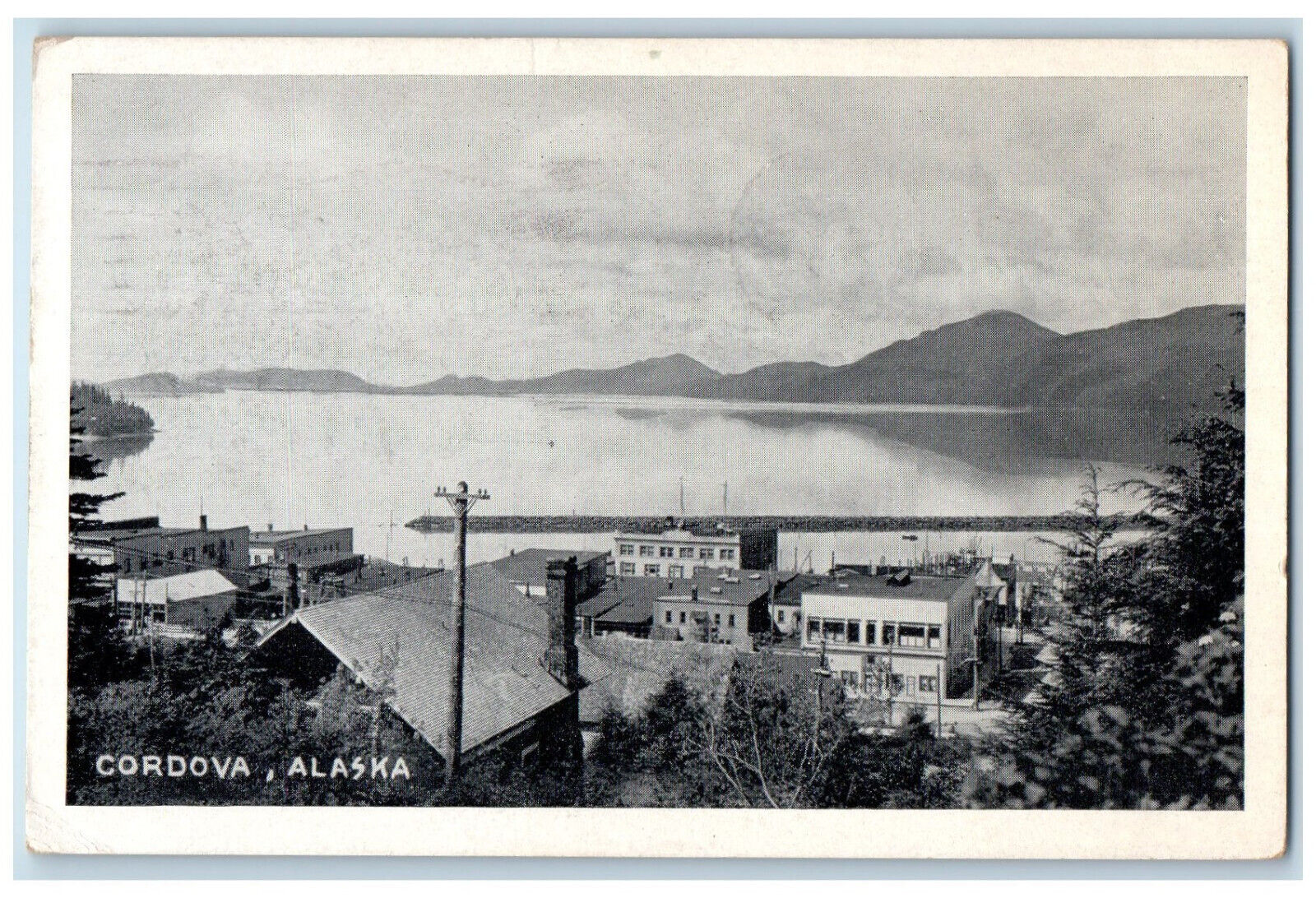 1945 Mountain Lake Houses Scene Cordova Alaska AK Vintage Posted  Postcard