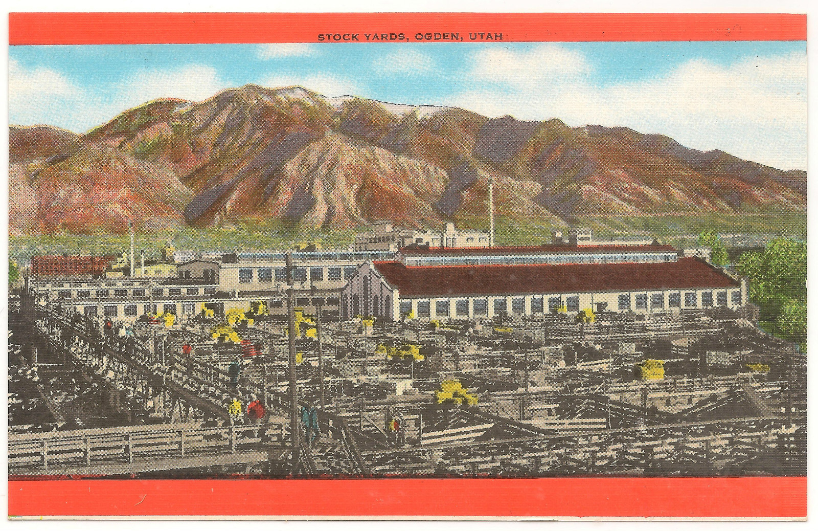 Stock Yards, Ogden, Utah, Unused, Unposted Vintage c1940\'s Linen Postcard