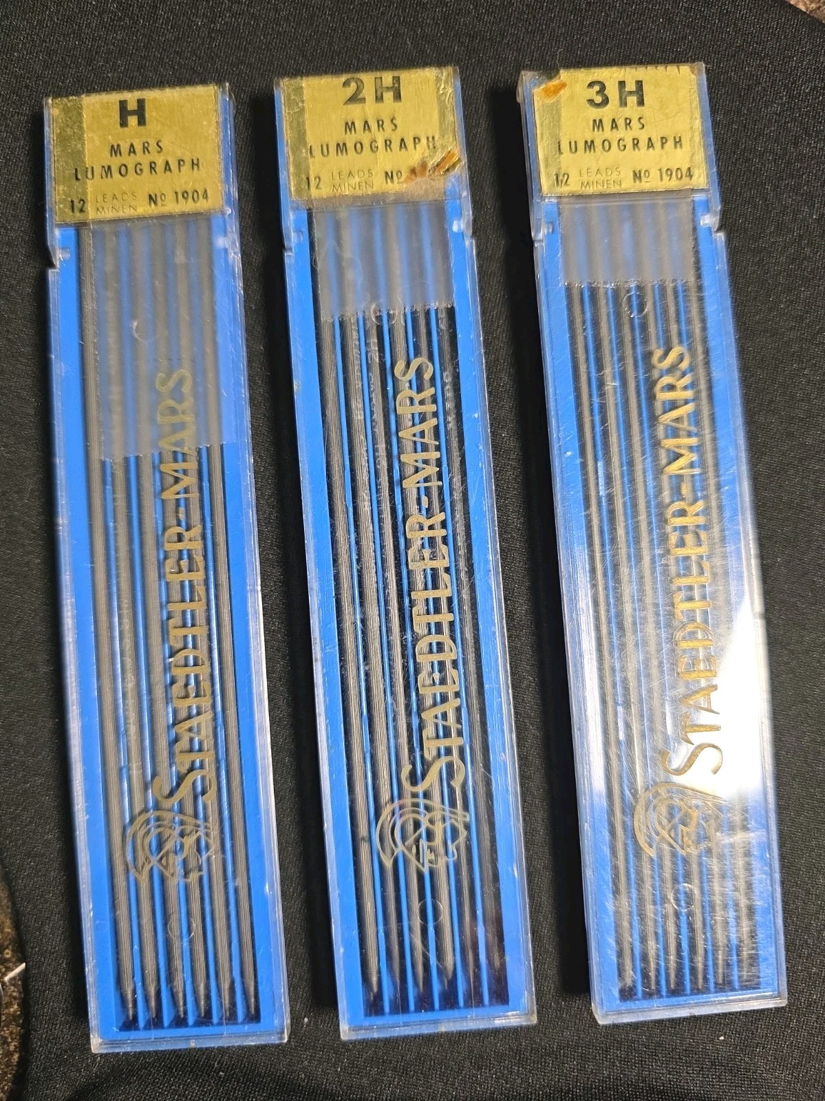 Lot 3 Vtg Staedtler-Mars Lumograph Drawing Lead No. 1904 H 2H 3H Unopened 