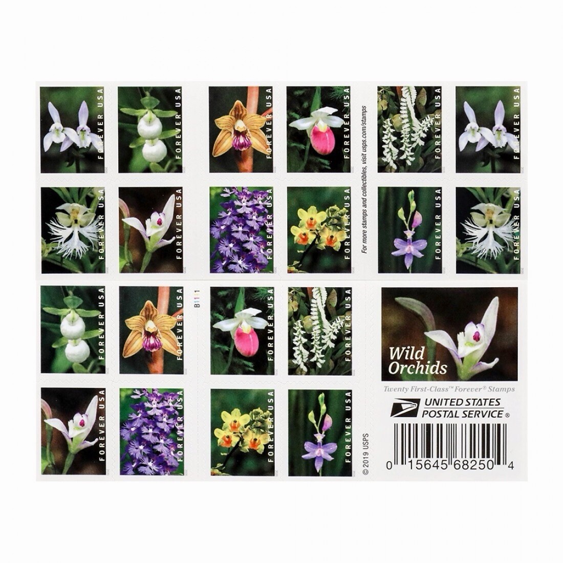USPS WILD ORCHIDS BOOKLET OF 20 FIRST CLASS LETTER STAMPS