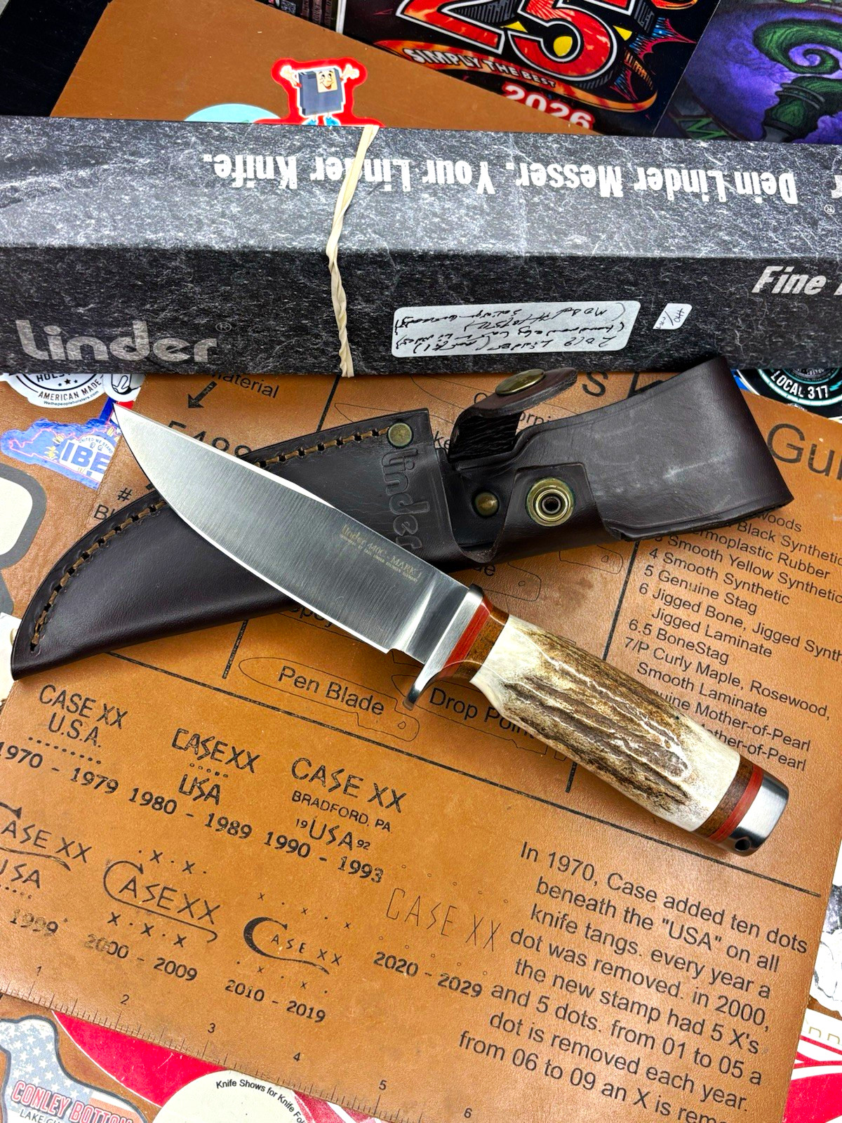 Linder 440C M.A.R.C. Mark 1 Stag/Antler Handle Hunting Knife w/ Sheath 2006