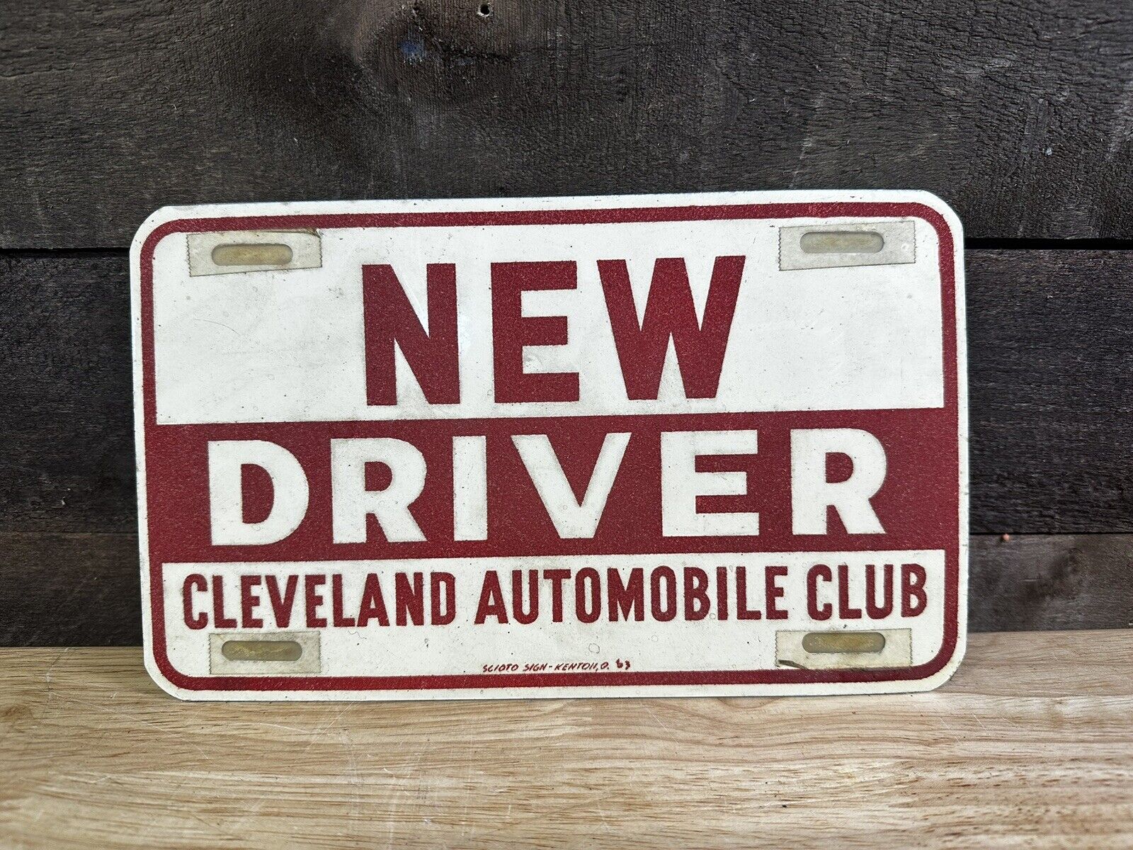 1950's NEW DRIVER CLEVELAND AUTOMOBILE CLUB BOOSTER License Plate NOS