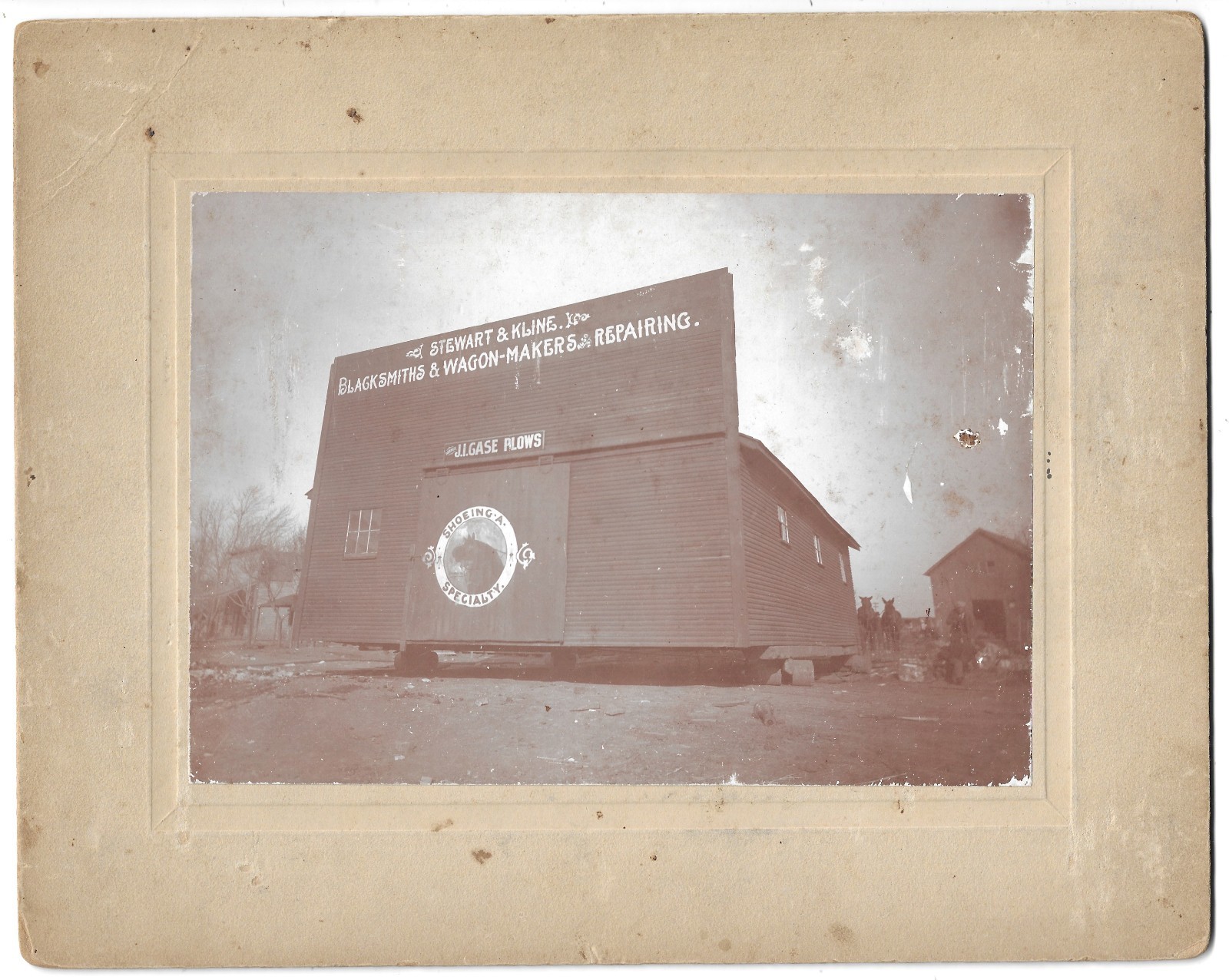 Transporting Blacksmith Building J.I. Case Plows Sign Mounted Photo