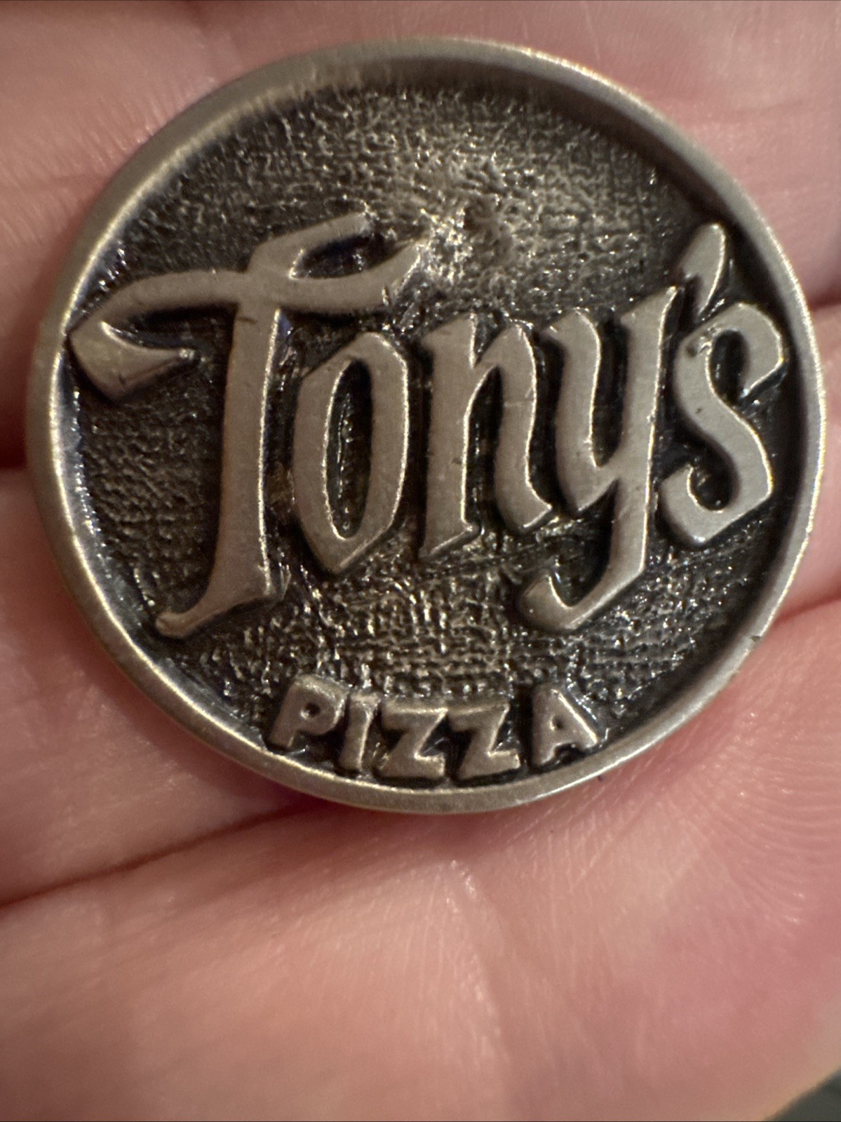 Vintage TONY’S PIZZA Advertising Pinback Button Promo Employee Crew Brooch