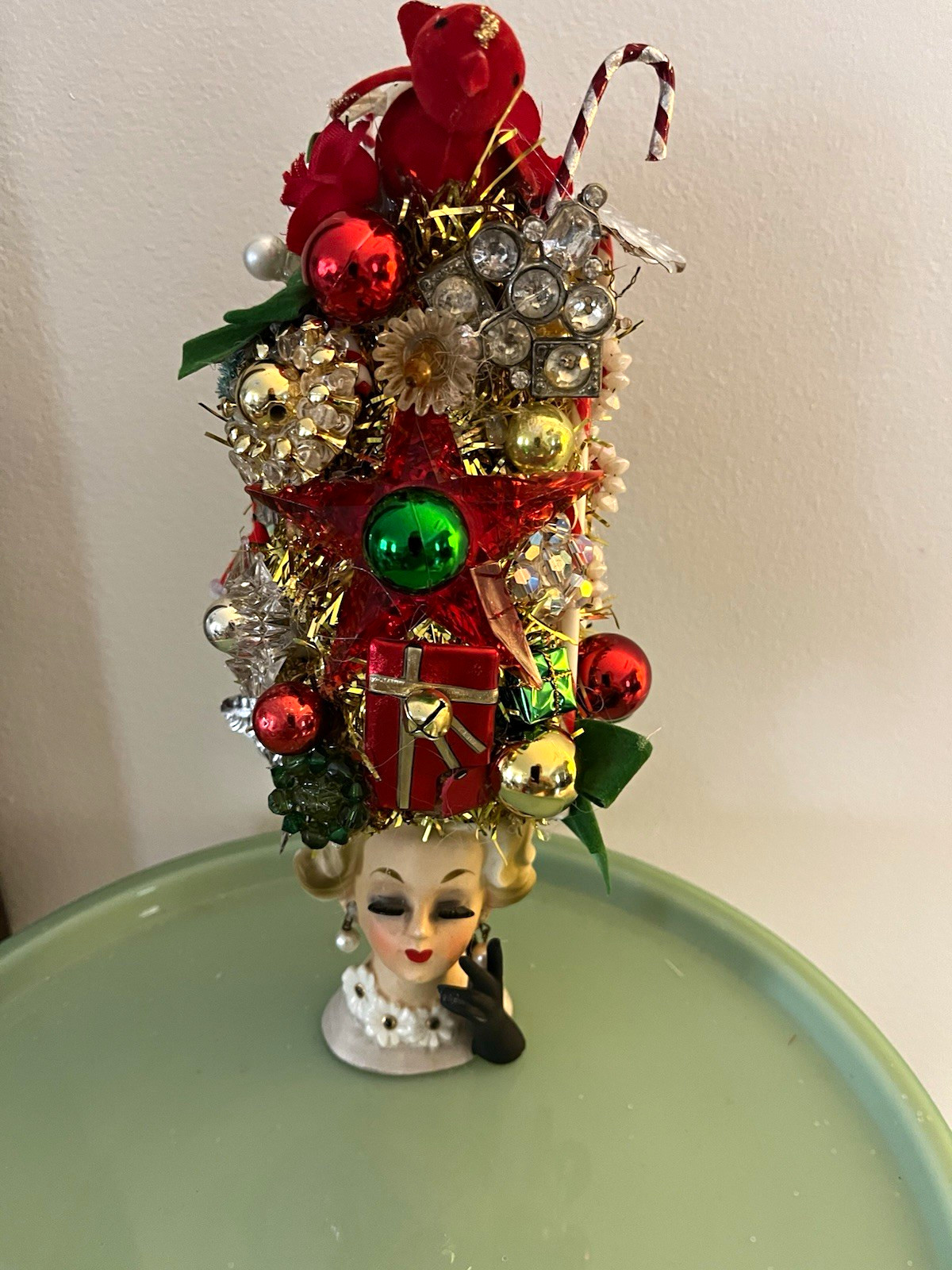 Vintage lady vase head Christmas 