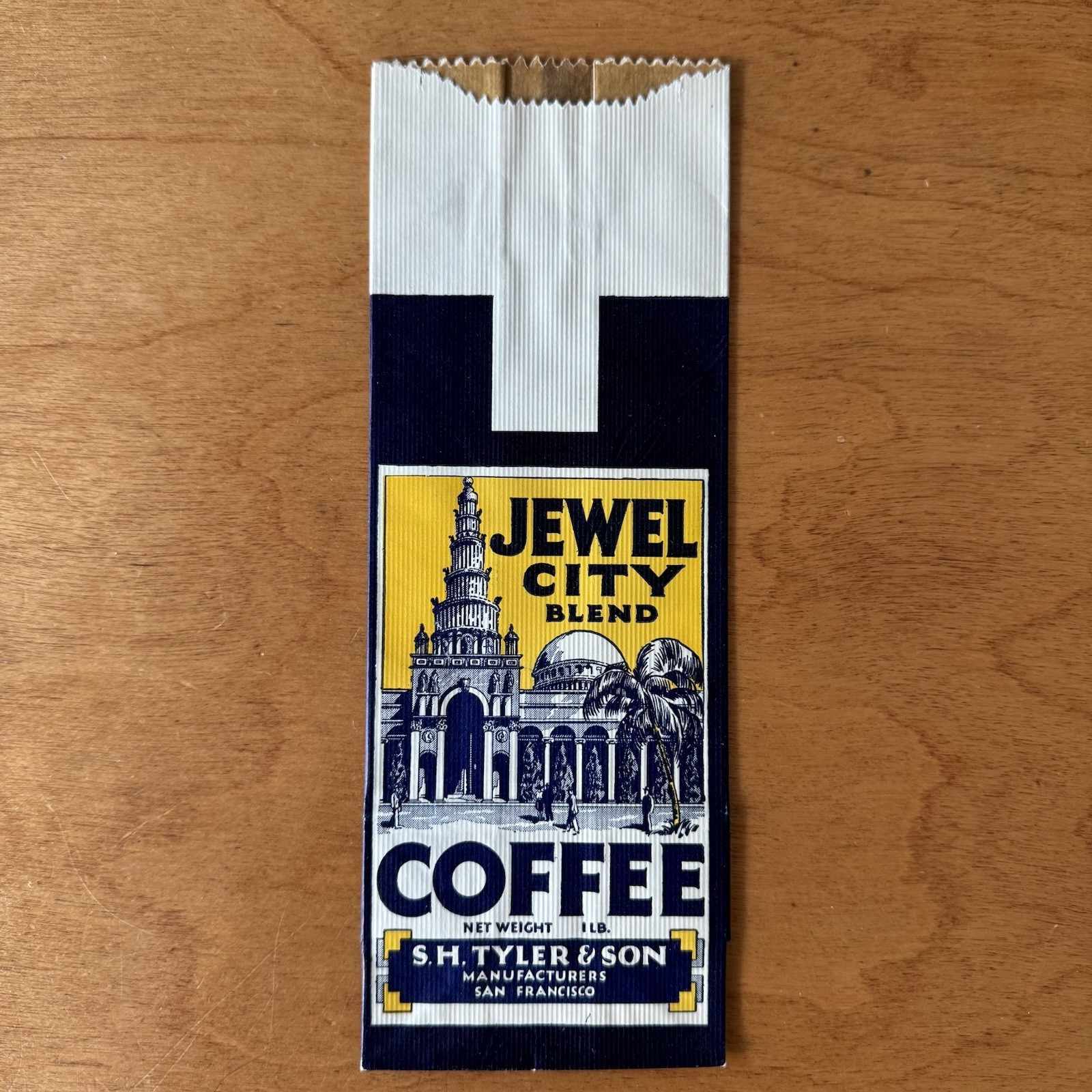 ~Vintage JEWEL CITY Blend COFFEE Bag~Tyler & Son~San Francisco~1 lb~MINT Unused~