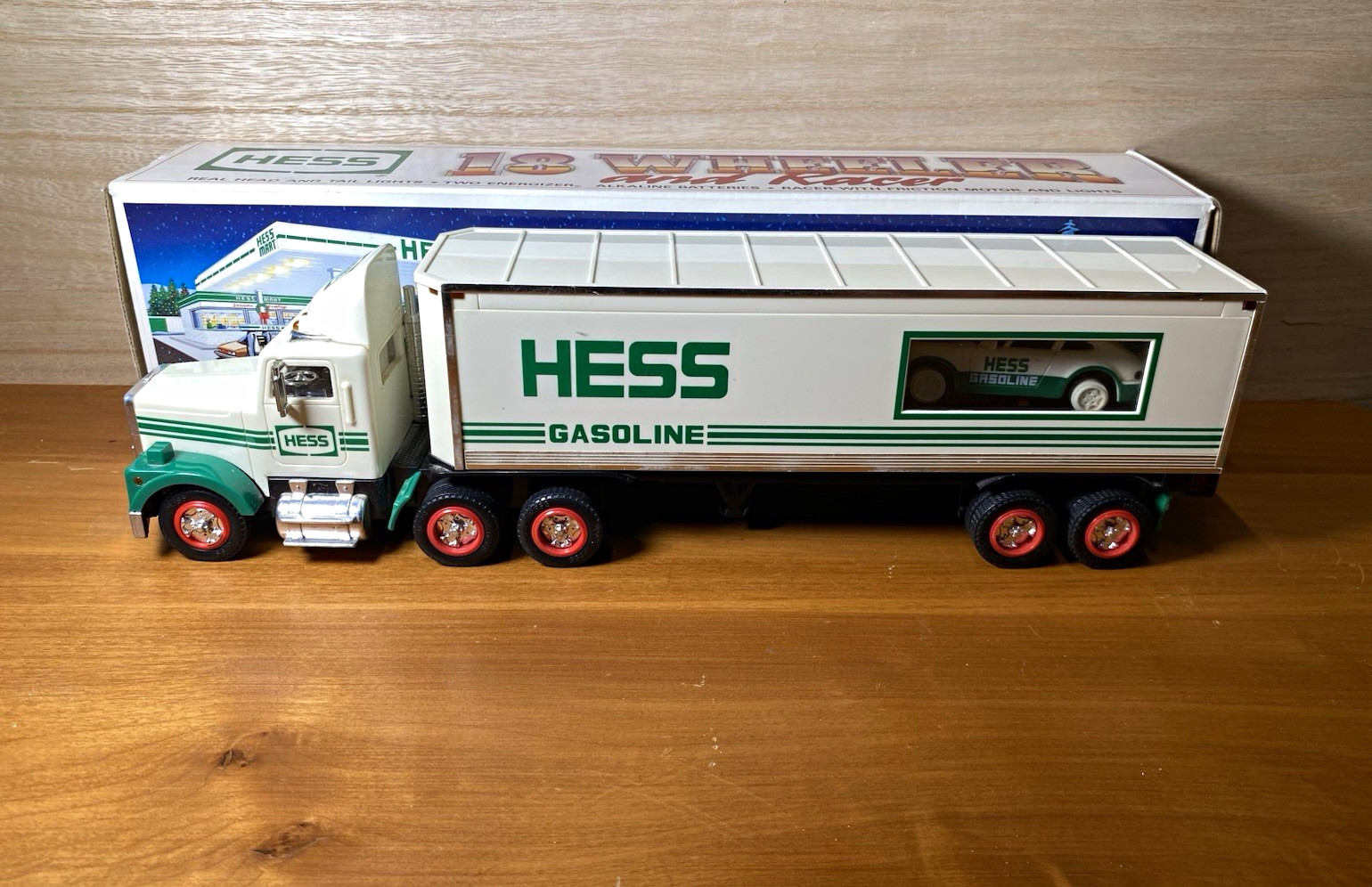 Vintage 1992 Hess Toy Truck 18 Wheeler And Racer Car In Original Box Complete