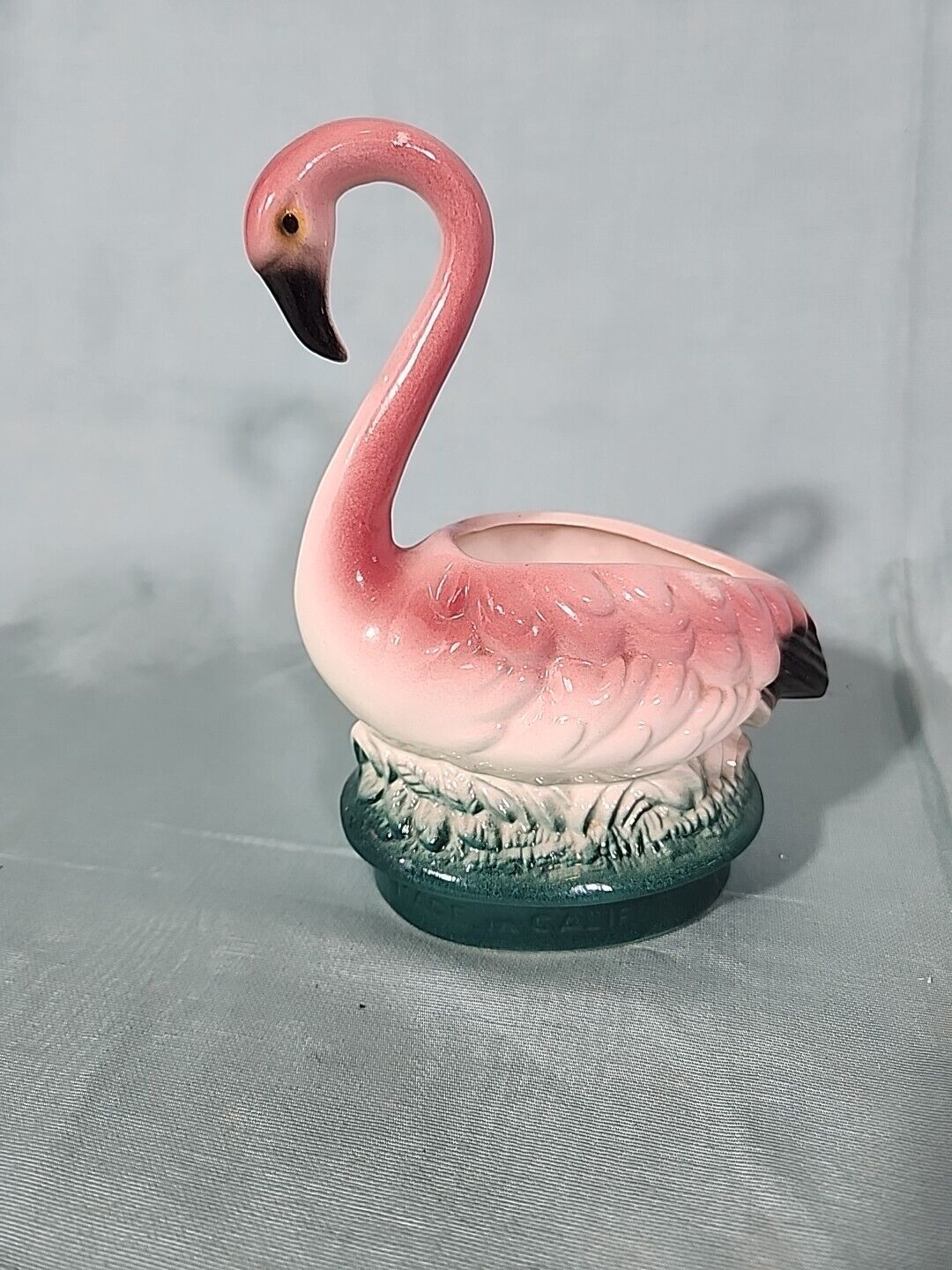 Vintage Mid Century Pink Flamingo Planter Vase California 6.5