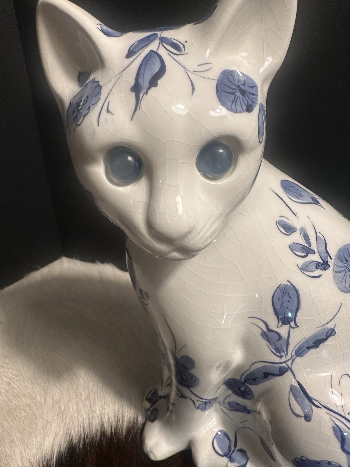 Vtg Elpa Alcobaca Ceramic Cat Glass Eyes Collectible 11