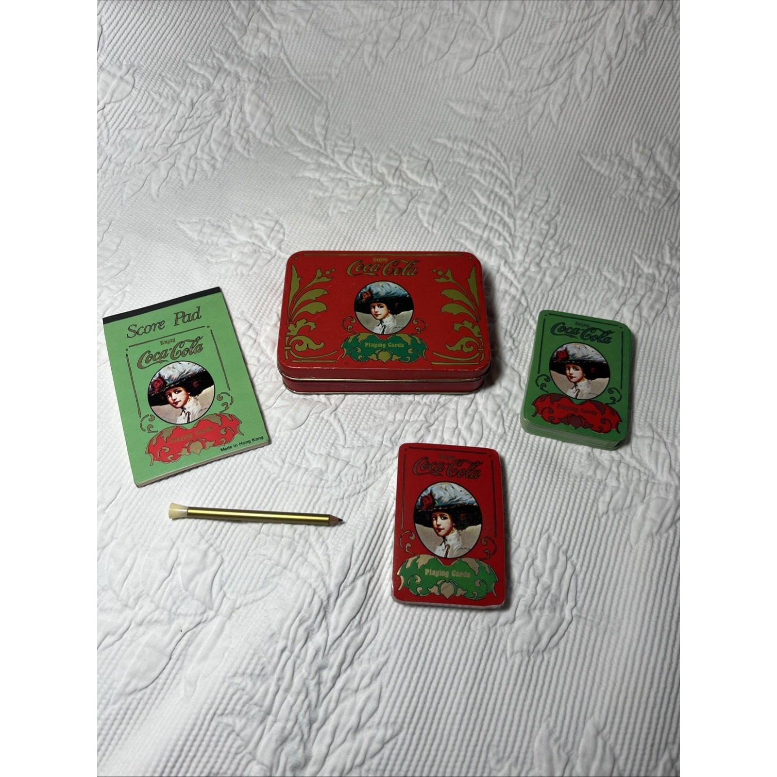 Vintage Coca-Cola Playing Cards Matching Tin 2 Deck Victorian Women Complete Set Vintage Coca-Cola Playing Cards Matching Tin 2 Deck Victorian Women Complete Set