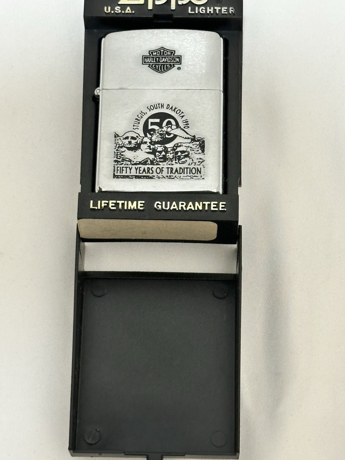 Zippo  Lighter Harley Davidson Sturgis 50th Anniversary 1990 Mt. Rushmore NEW