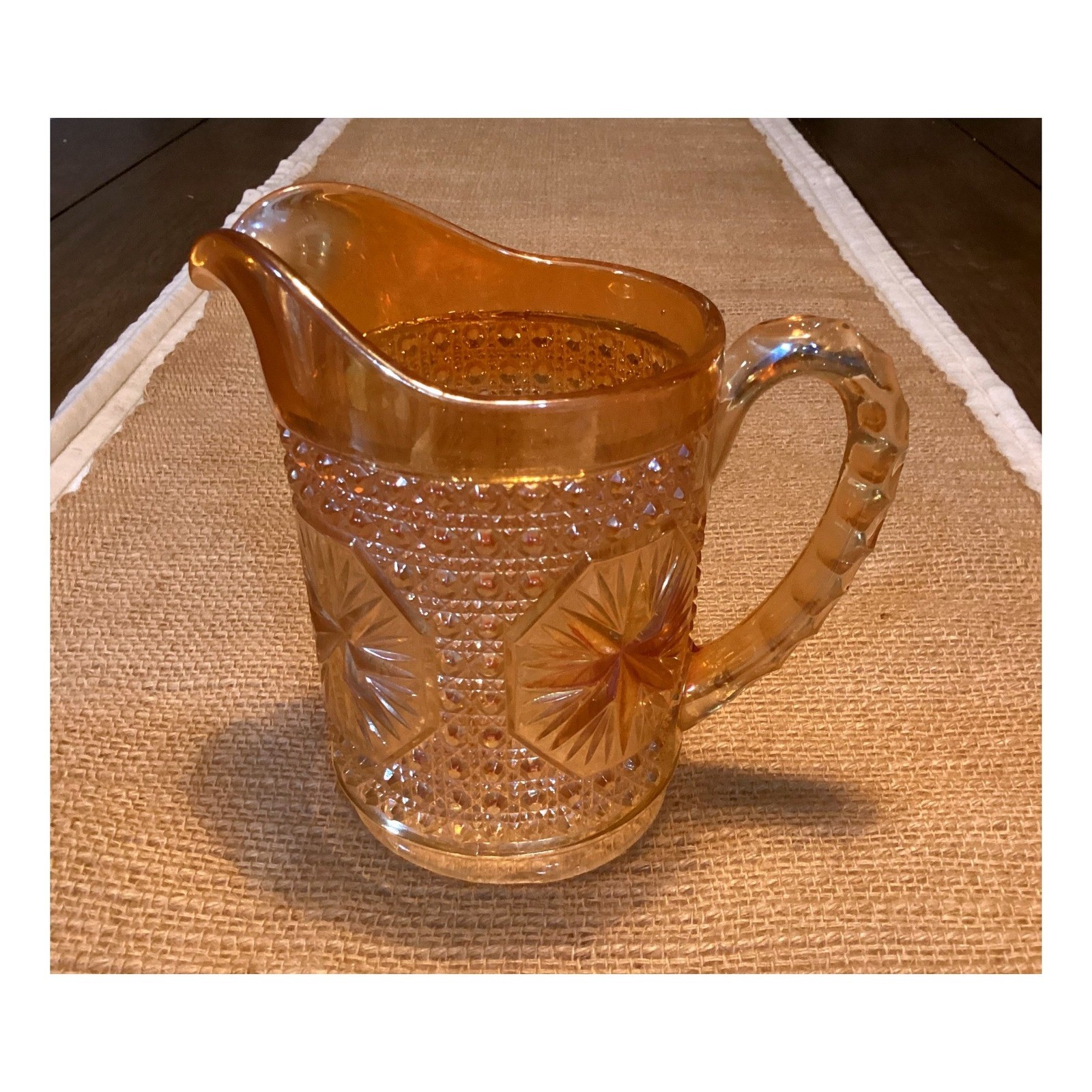 Vintage Imperial Glass Medallion Marigold Carnival Glass Pitcher