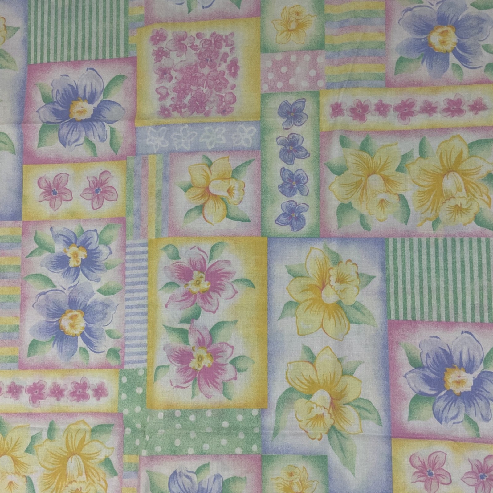 Vintage Pastel Patchwork Print Cotton Fabric 80