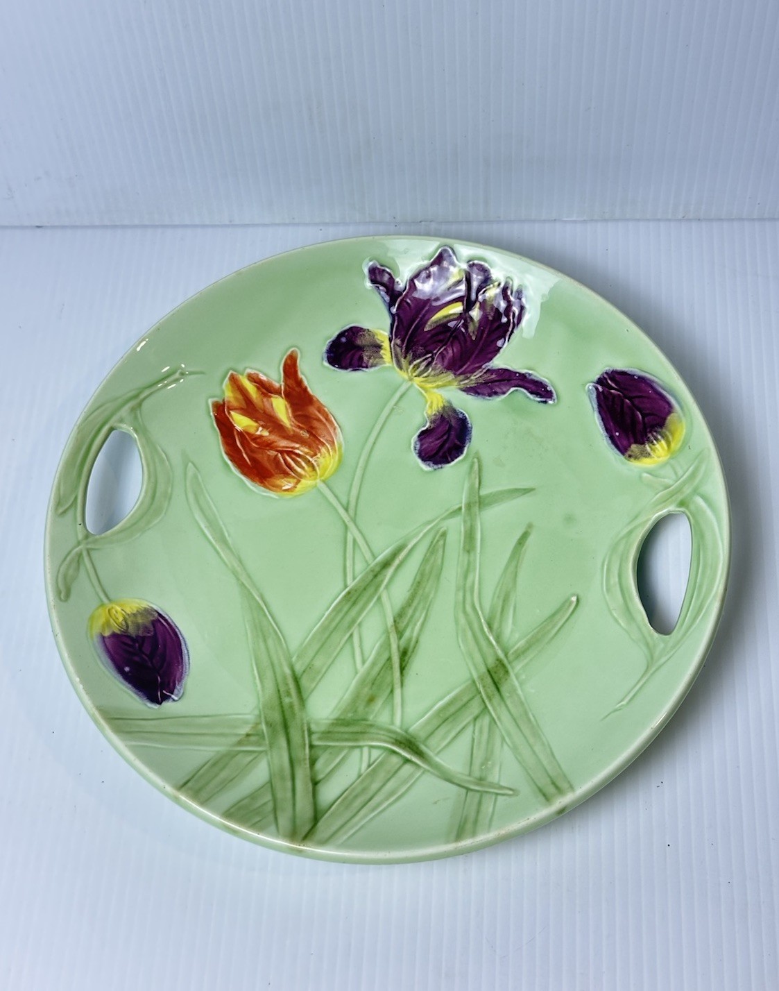 Antique J.B. & N.W. Germany Art Nouveau Iris Floral Porcelain Plate 11\