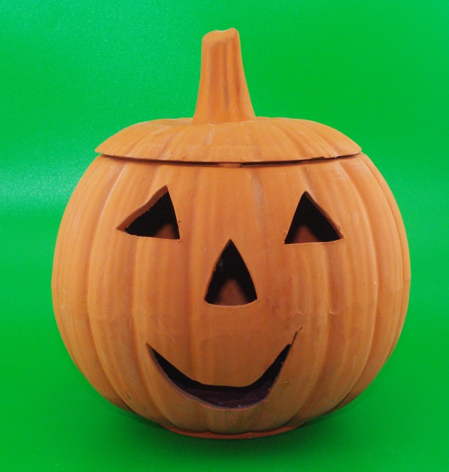 Vintage Clay Pottery Halloween Jack-O-Lantern Pumpkin 6.5” used