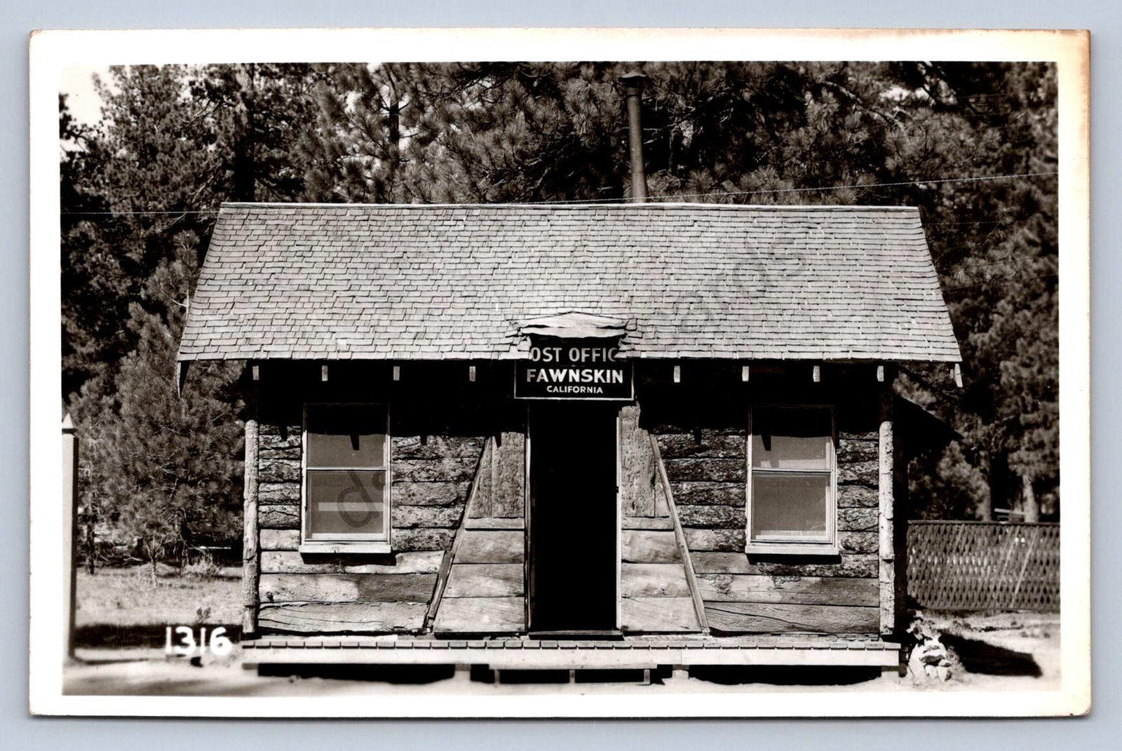 K12/ Fawnskin California Postcard RPPC c1940s U.S. Post Office Cabin  216