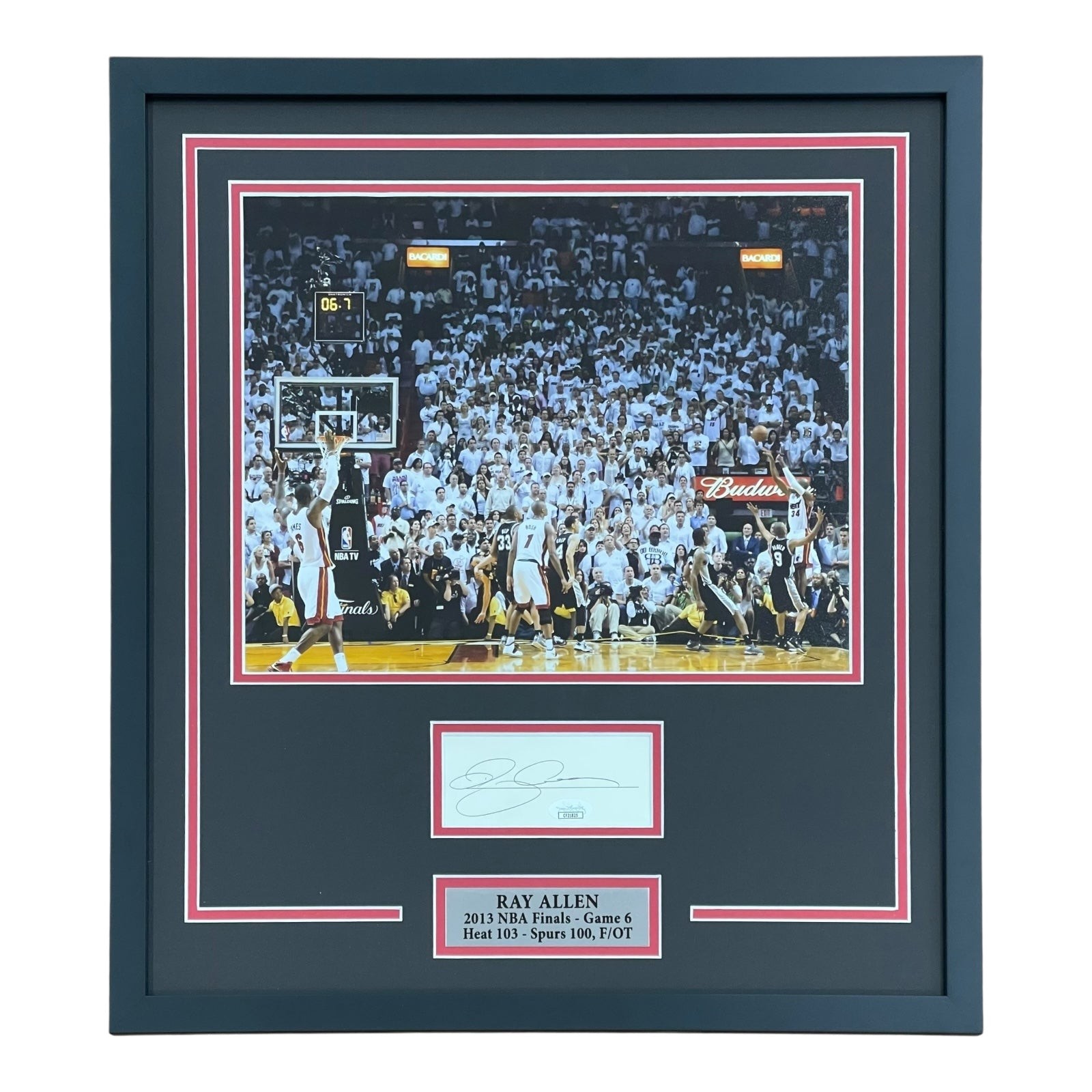 Ray Allen Autographed Miami Heat (Game-Tying Shot) Deluxe Framed 11x14 Piece - J