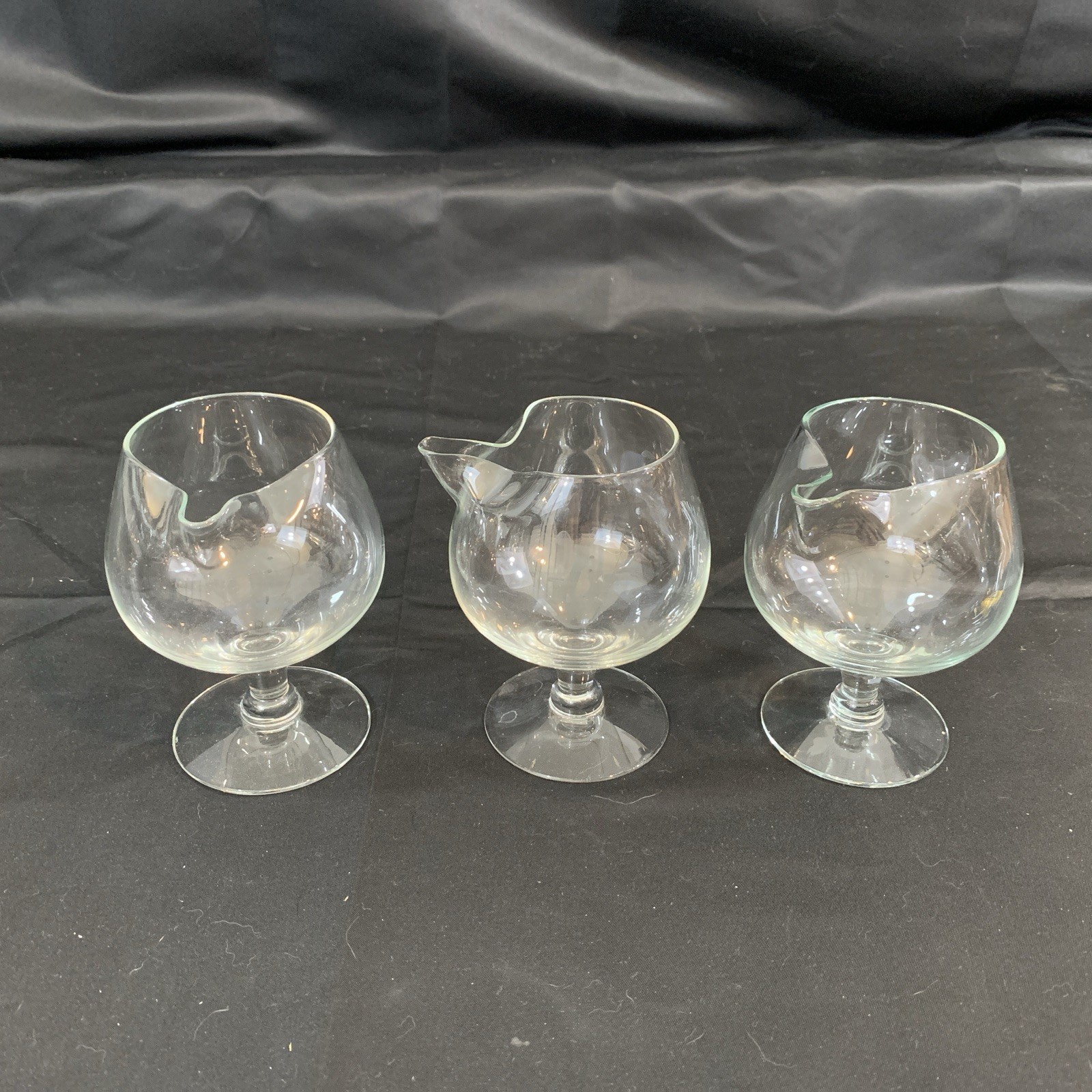 3 - Vintage Brandy Snifter Clear Glass Footed Pitcher Decanter Or Vase 4.5” Tall 3 - Vintage Brandy Snifter Clear Glass Footed Pitcher Decanter Or Vase 4.5” Tall