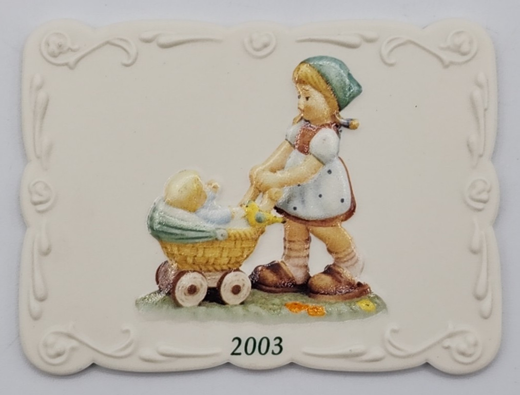 Hummel 2003 Sunshine Stroll Porcelain Postcard F-28943-1 with Stand Germany