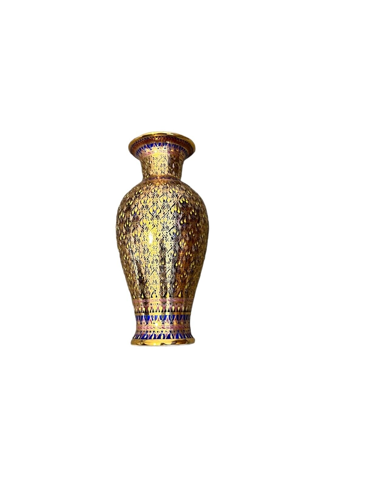 Hand Painted Thai Benjarong Decorative Gilded Golden Vase,
