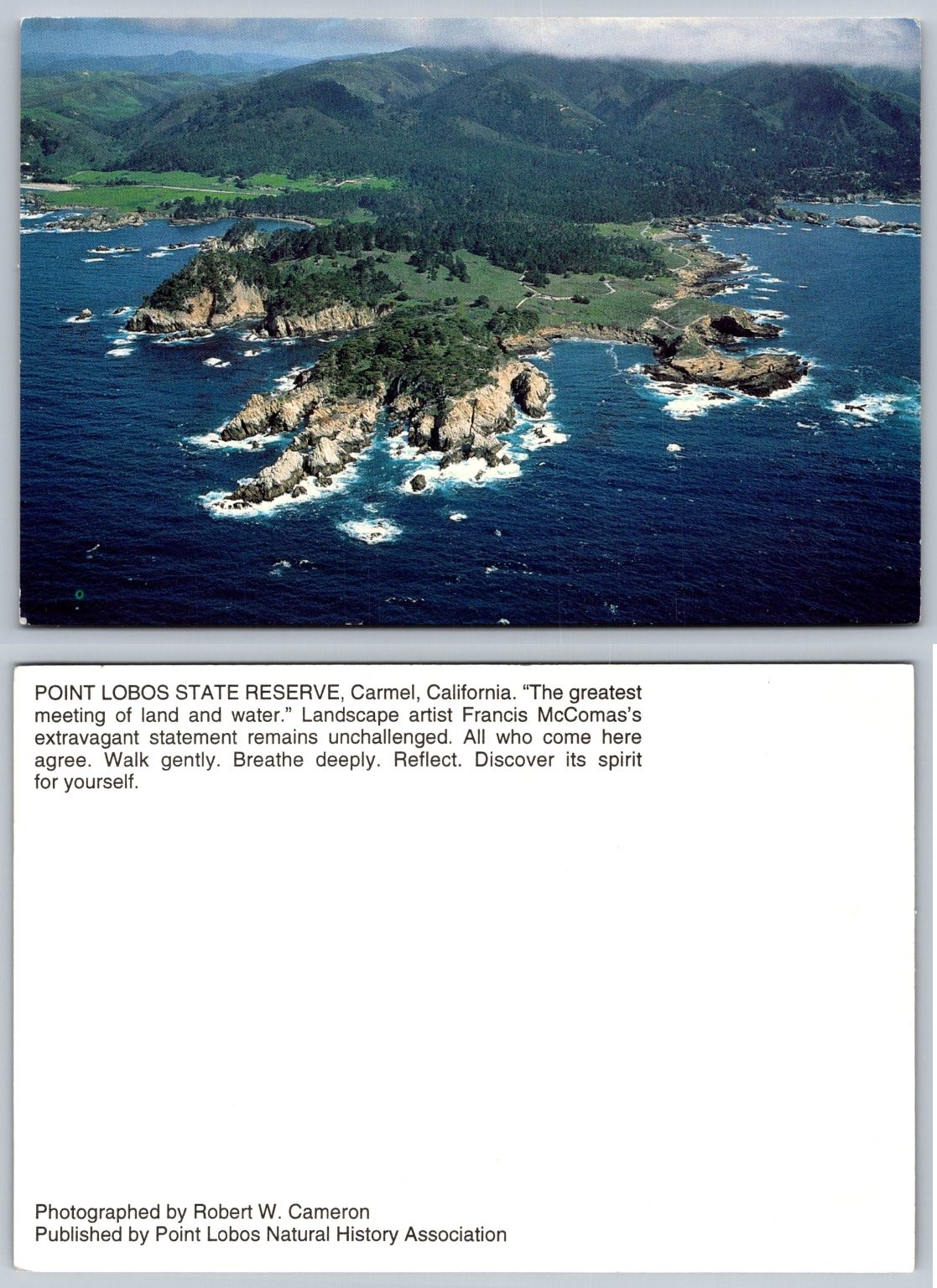 Point Lobos State Reserve Carmel CA Aerial View Vintage Coastal Postcard Point Lobos State Reserve Carmel CA Aerial View Vintage Coastal Postcard
