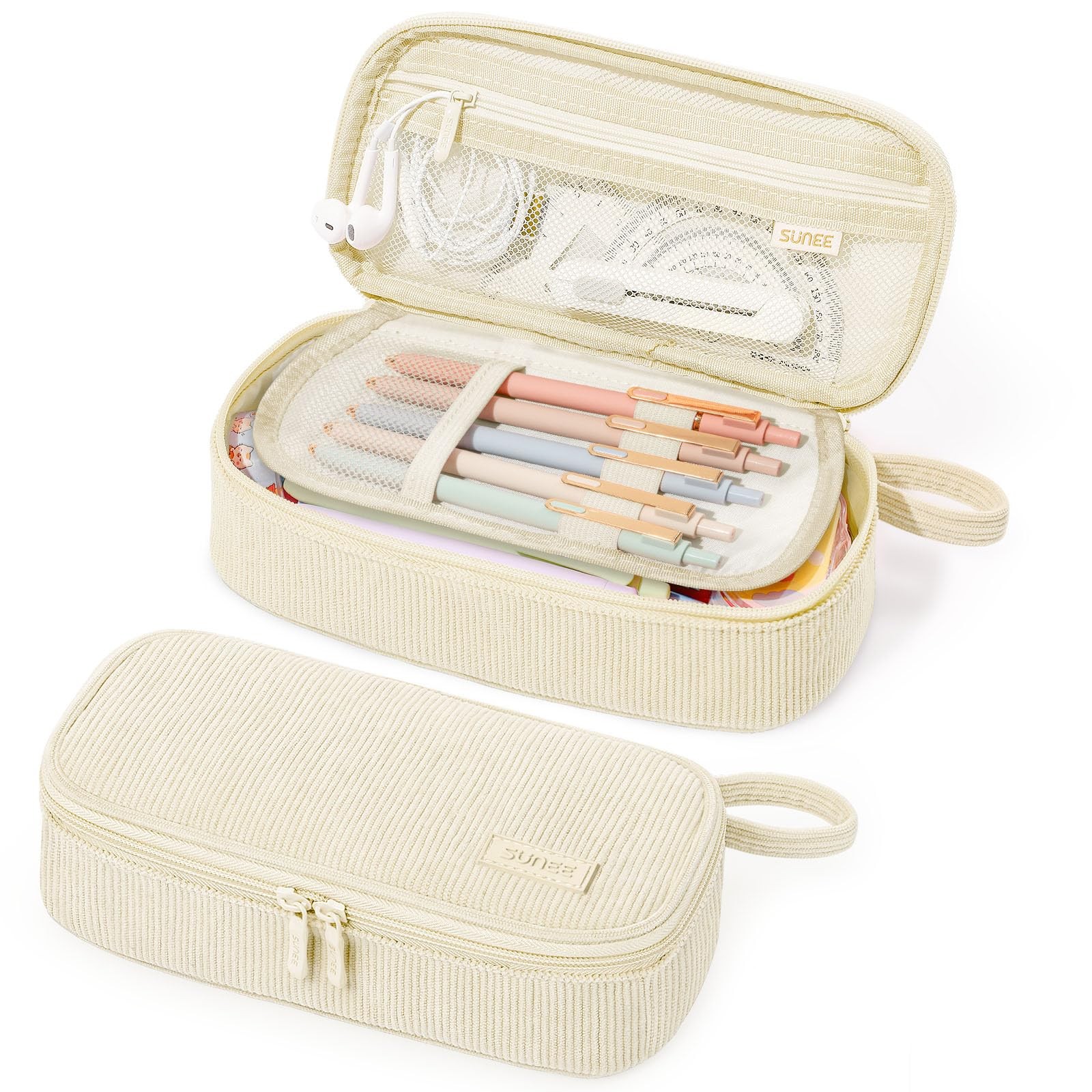 SUNEE Cute Pencil Case, Soft Corduroy Large Capacity Pencil Pouch, Aesthetic ...