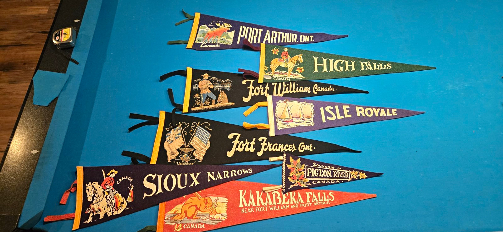 Vintage Travel Pennants Lot Port Arthur Fort William High Park Isle Royale
