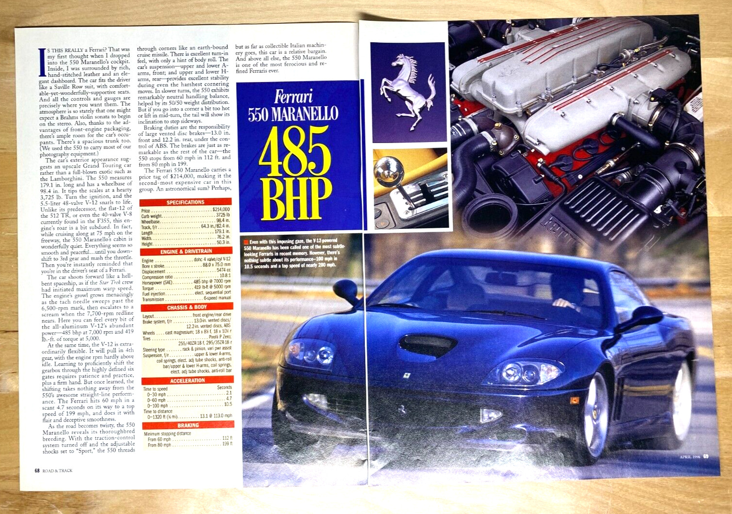 1998 Ferrari 550 Maranello Original Magazine Article