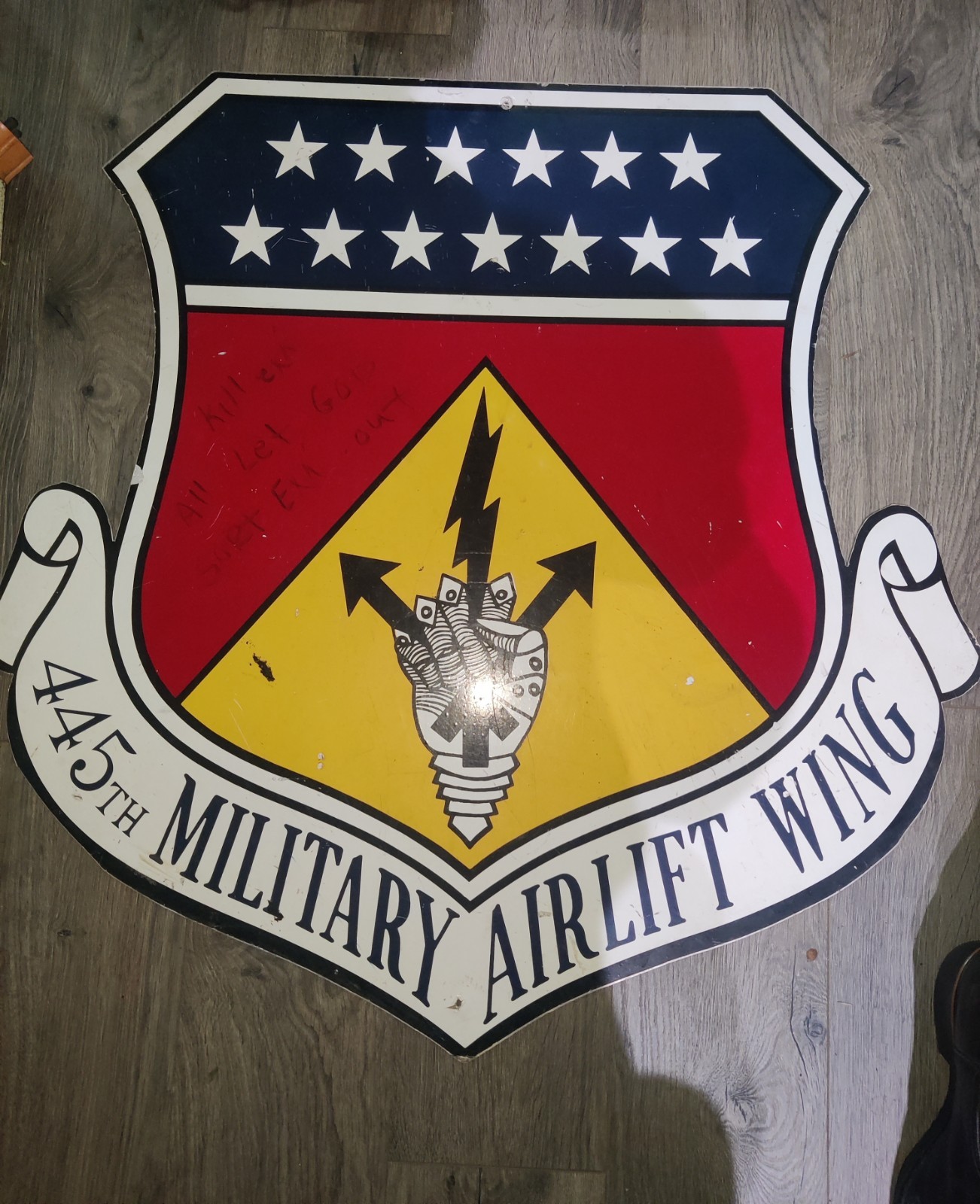 Vintage USAF 445th Airlift Wing Metal Wall Sign,Nb