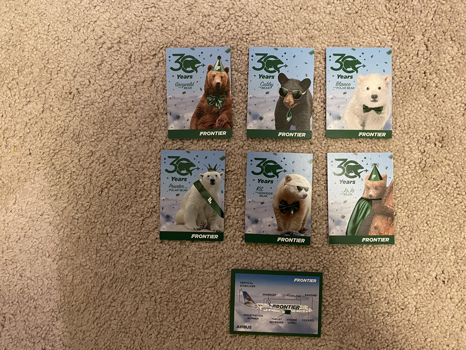 Frontier Airlines Trading Cards - 35 Card Lot Frontier 30th Anniversary Set.