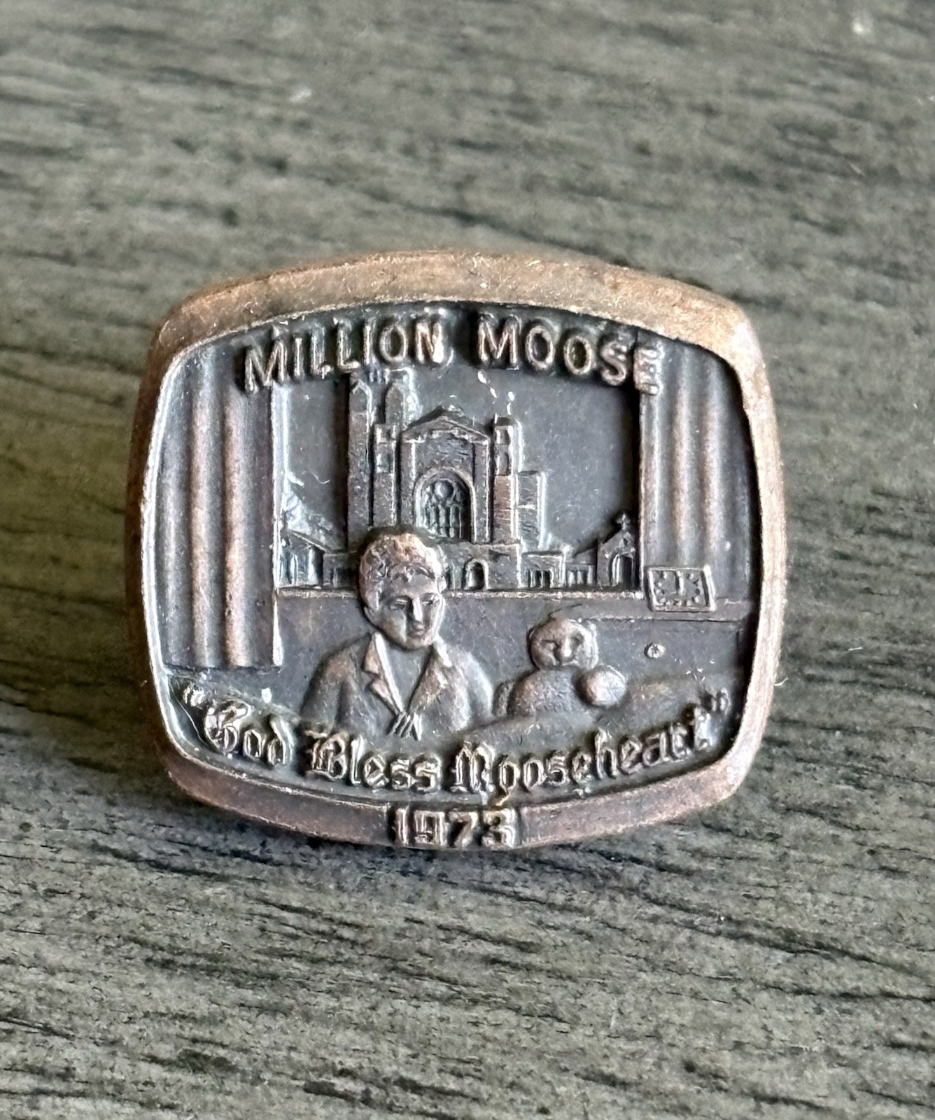 Vintage 1973 Million Moose God Bless Mooseheart Lapel Pin Fraternal Order Lodge