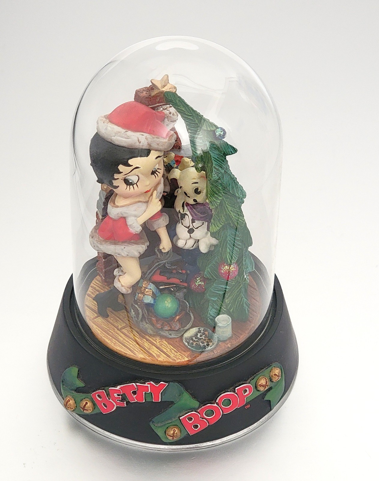 LE Franklin Mint Betty Boop Jingle Bell Betty Hand-Painted Sculpture Glass Dome