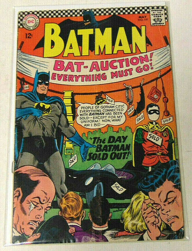Batman #191 VG 1967 DC Comics Bat-Auction Alfred and Robin Cry Batman #191 VG 1967 DC Comics Bat-Auction Alfred and Robin Cry